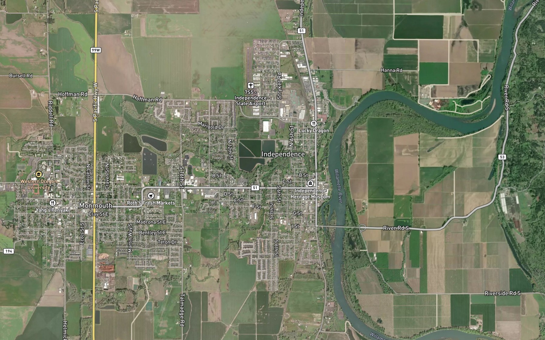 Satellite map of the South Fork Ash Creek