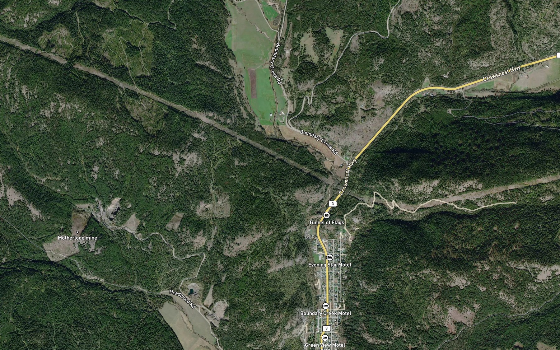 Satellite map of the Eholt Creek