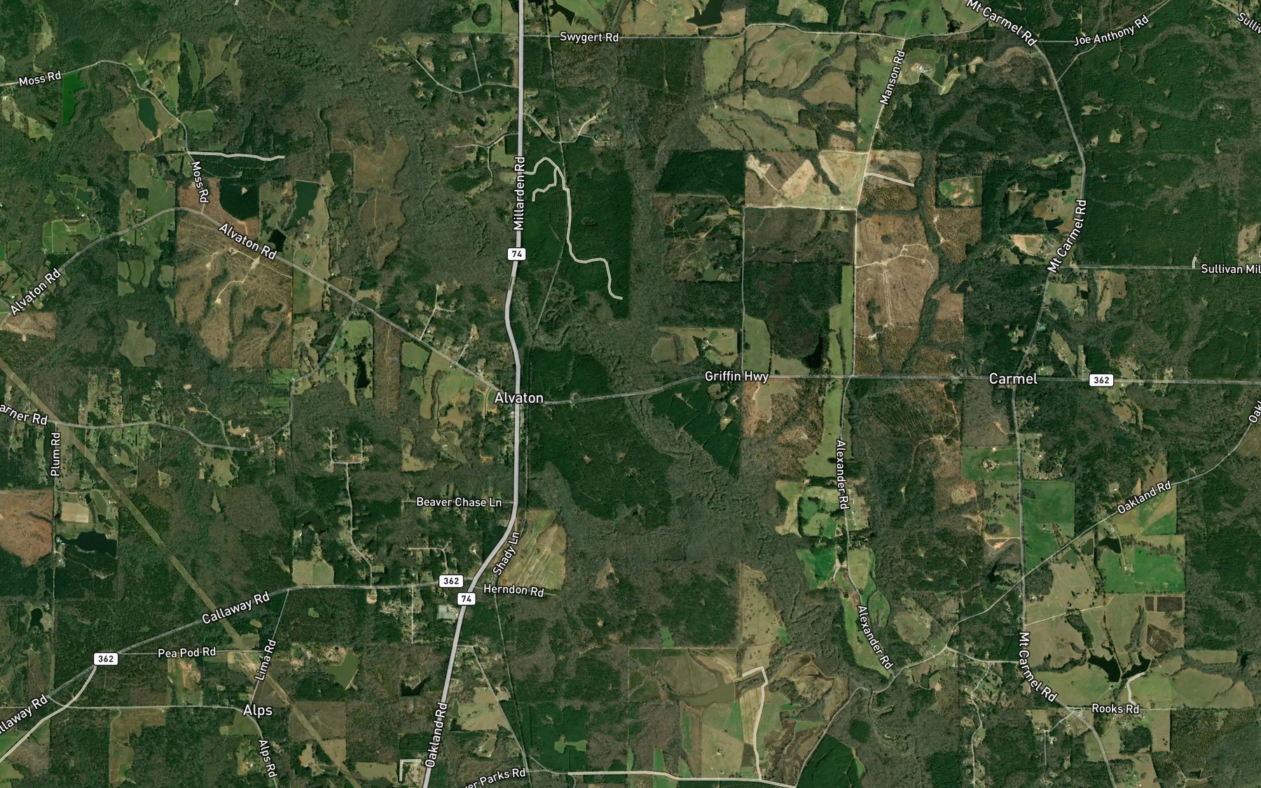 Satellite map of the Winky Branch