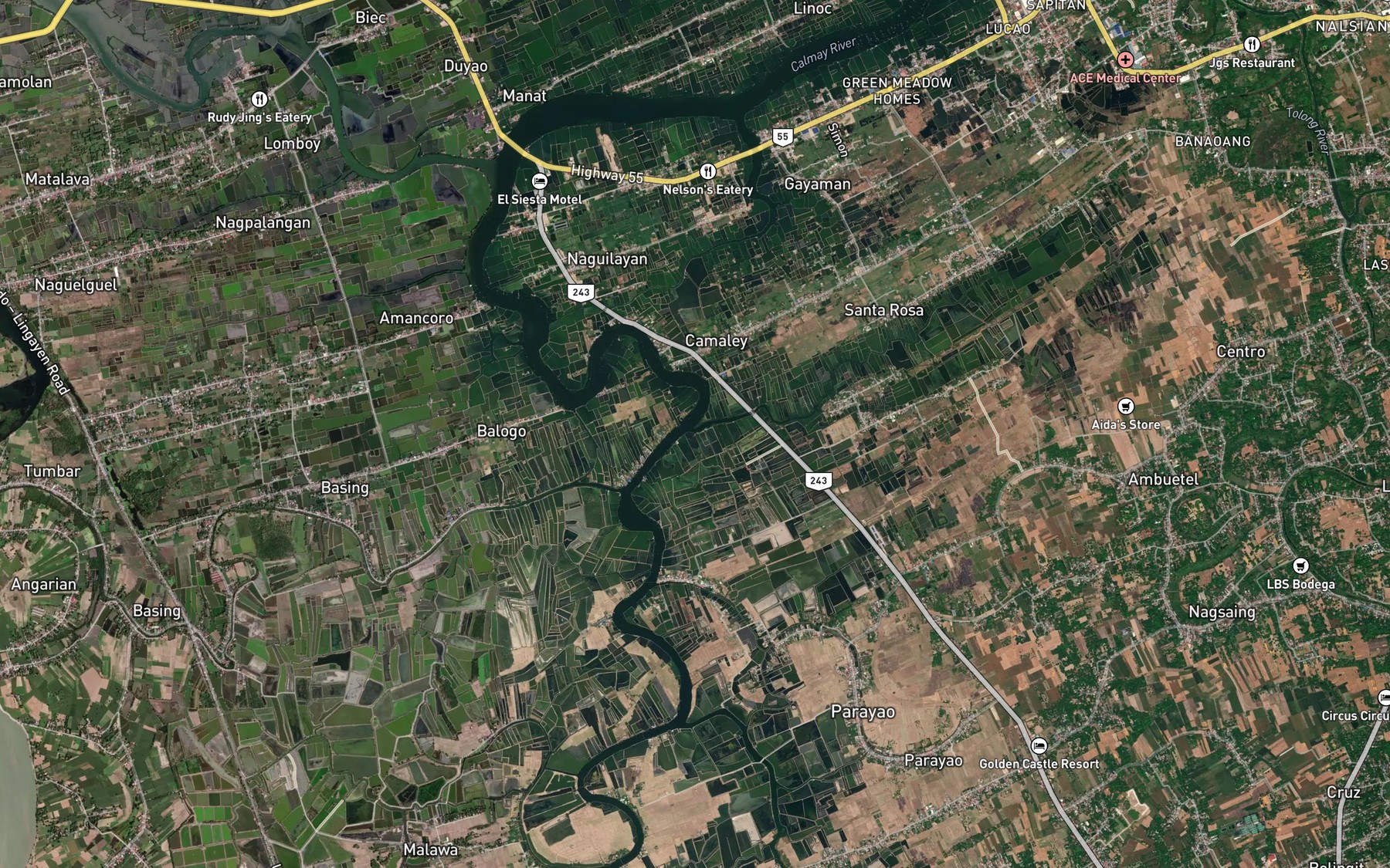 Satellite map of the Taroy River