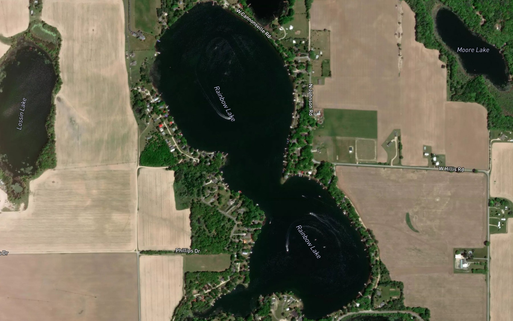 Satellite map of the Rainbow Lake