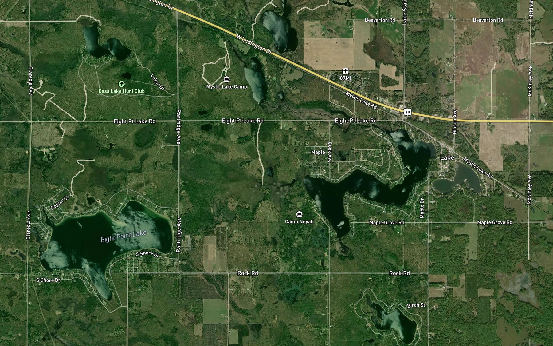 Satellite map of the Muir Lake