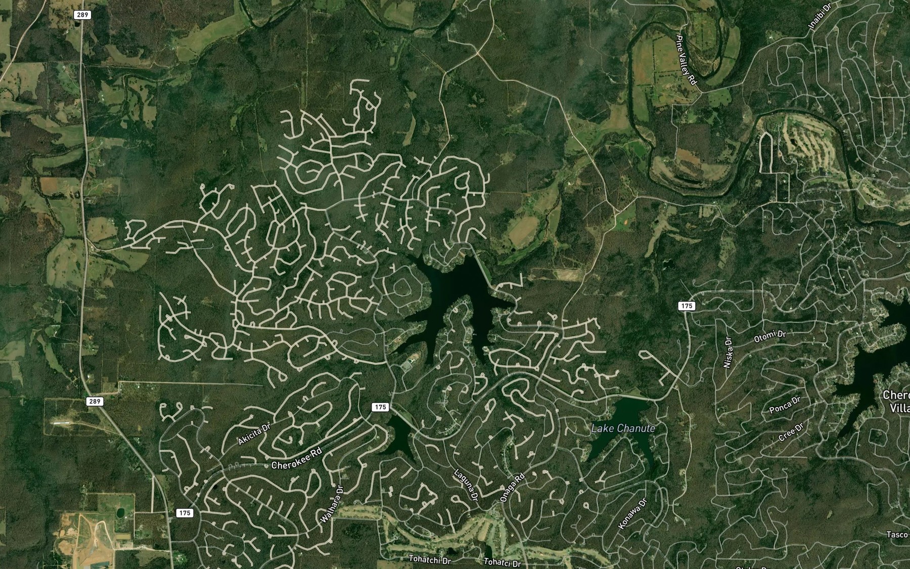 Satellite map of the Lake Omaha