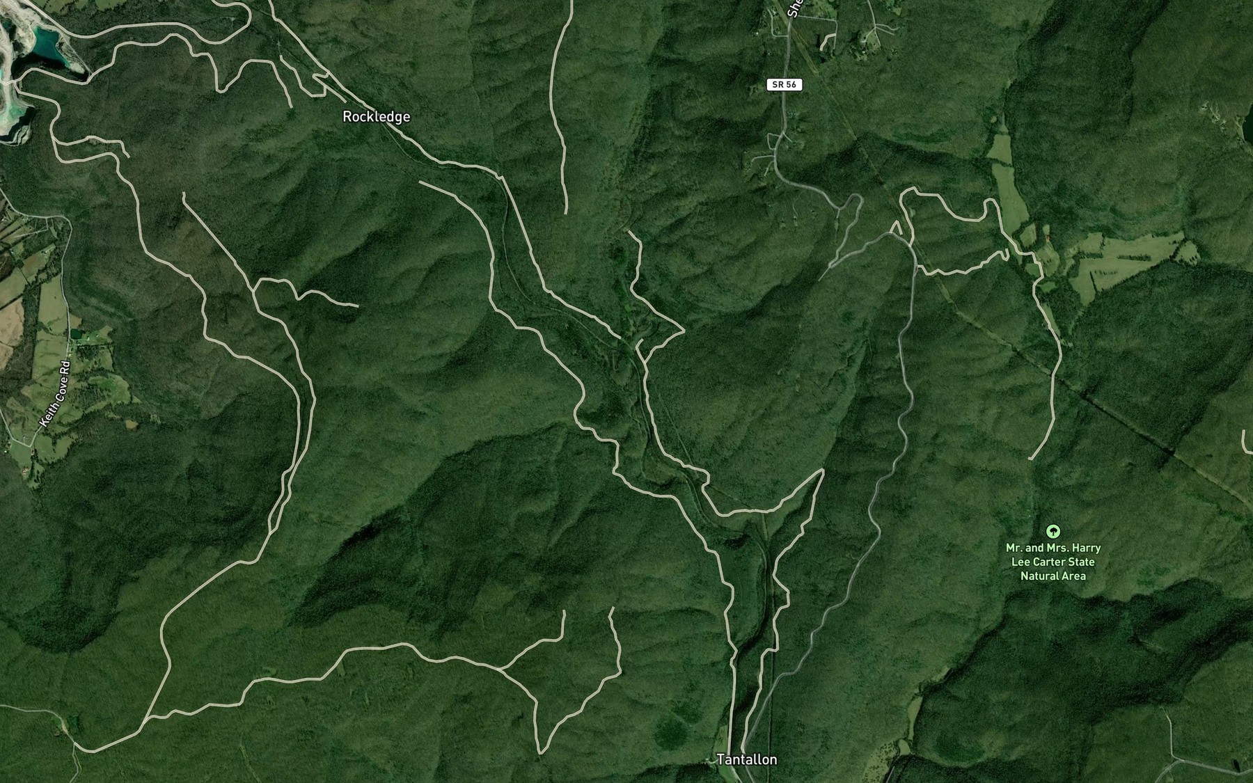 Satellite map of the Talleys Fork