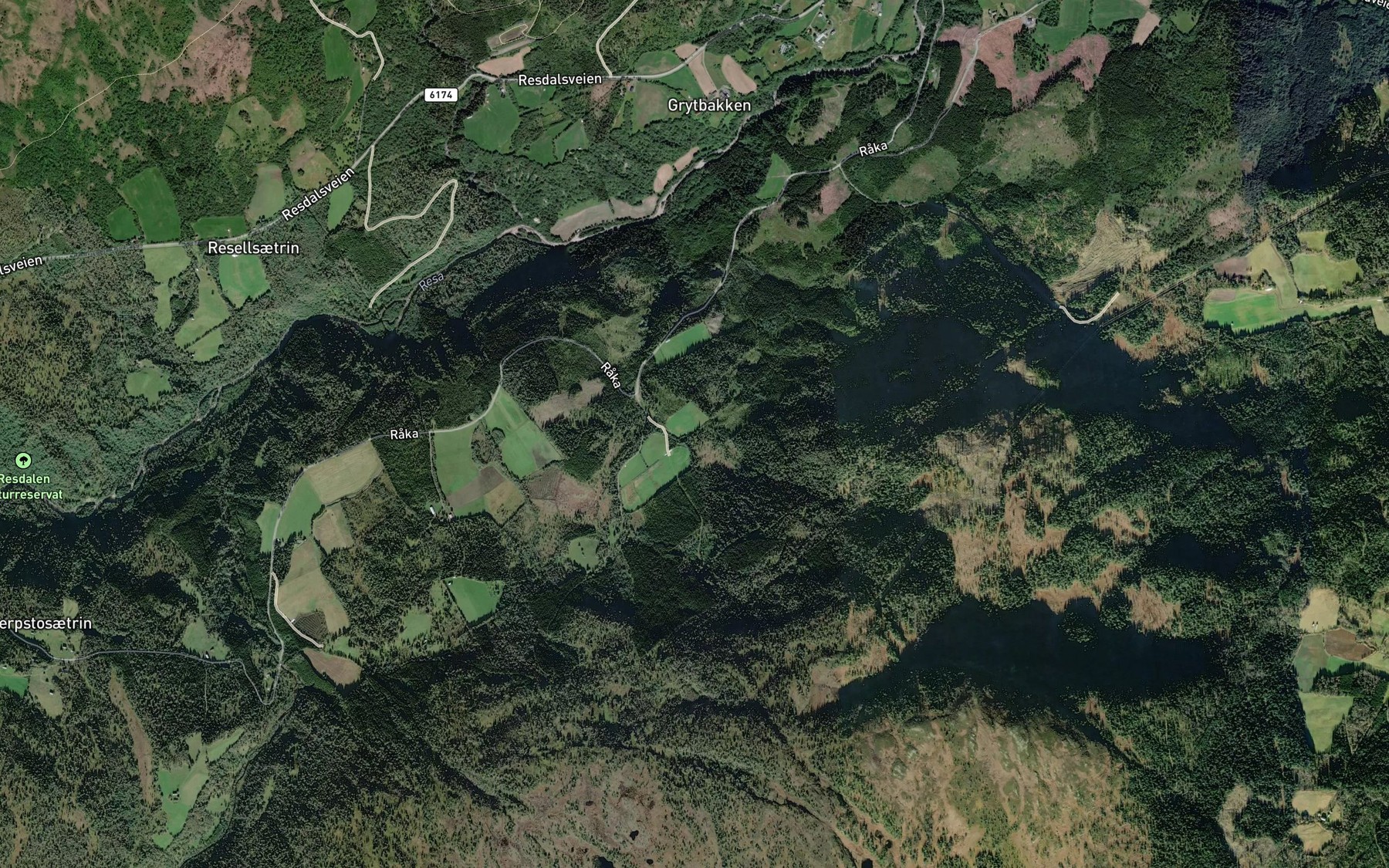 Satellite map of the Fagerdalsbekken