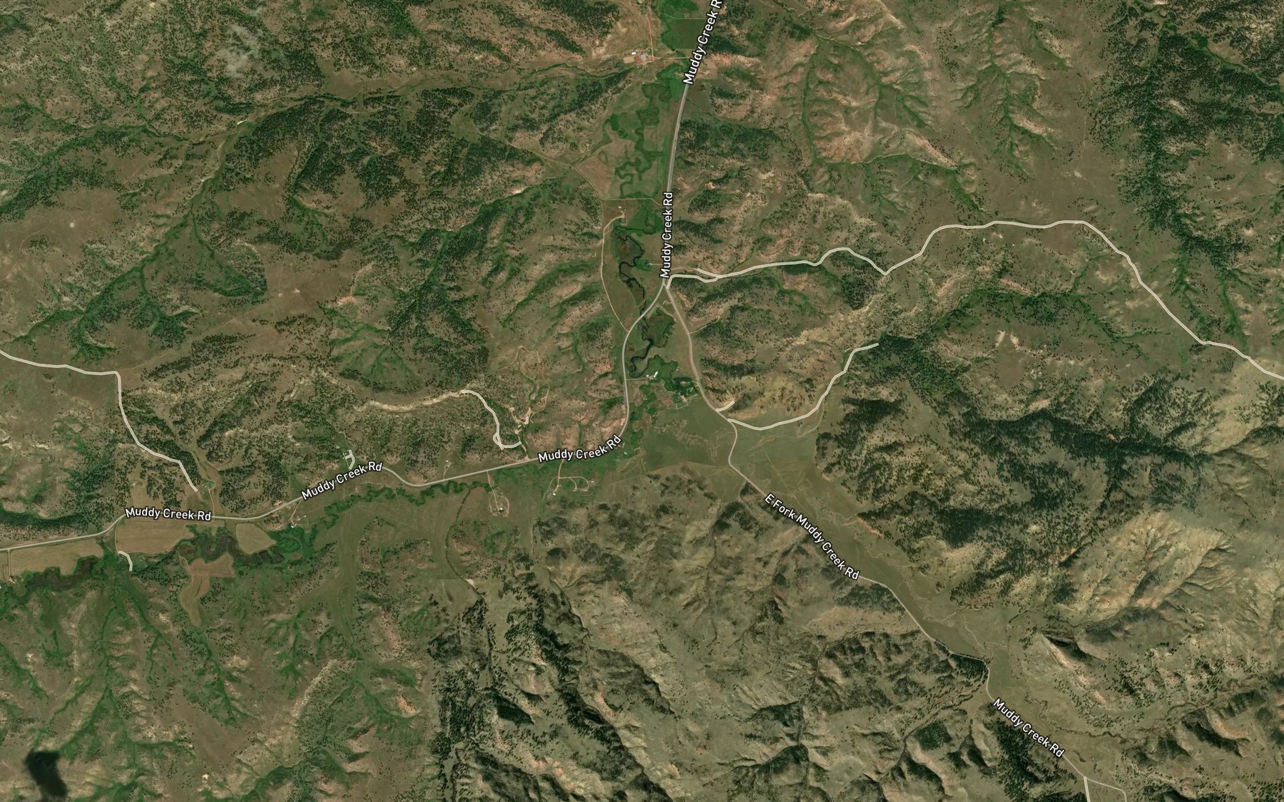 Satellite map of the West Fork Muddy Creek
