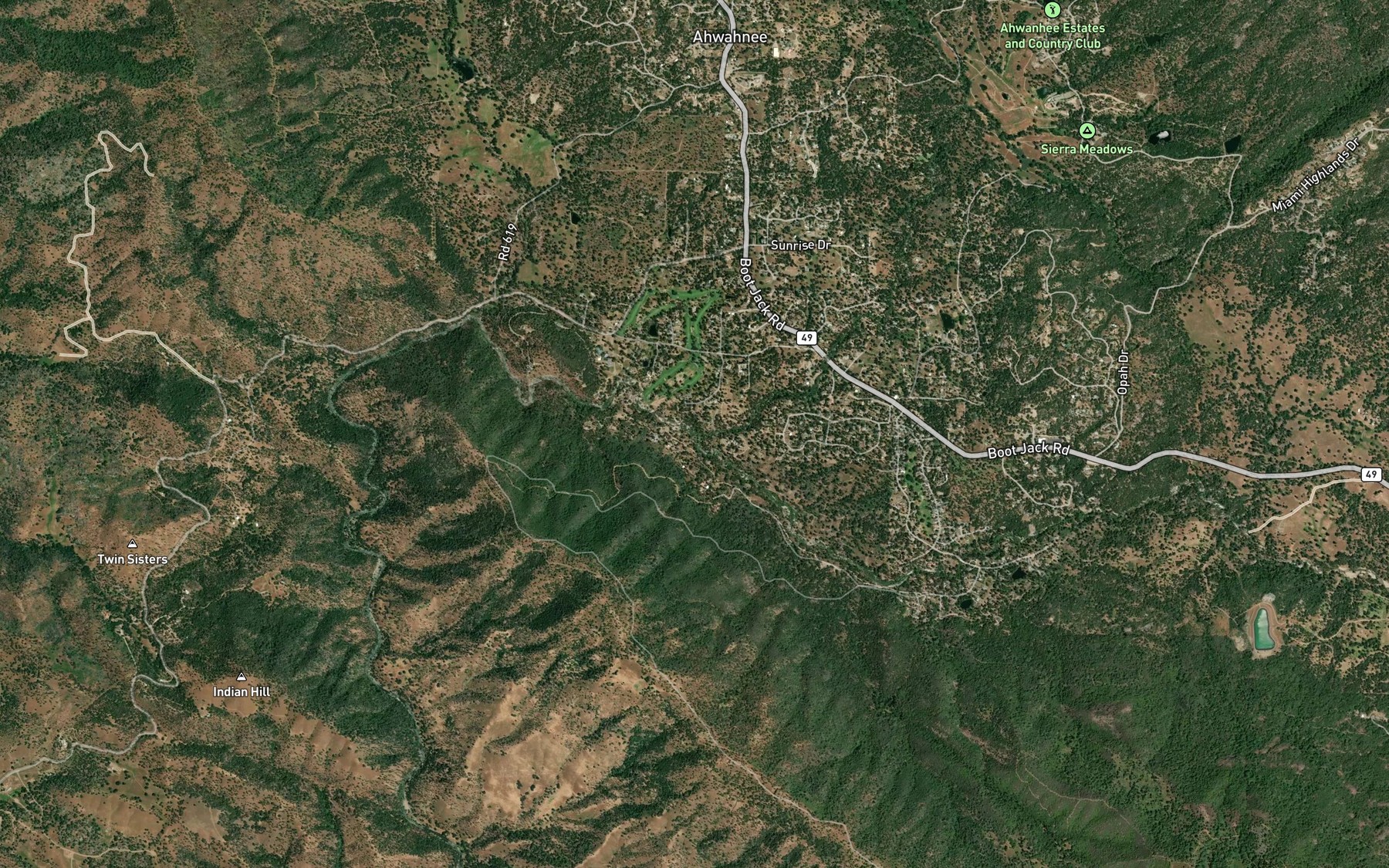 Satellite map of the Miami Creek