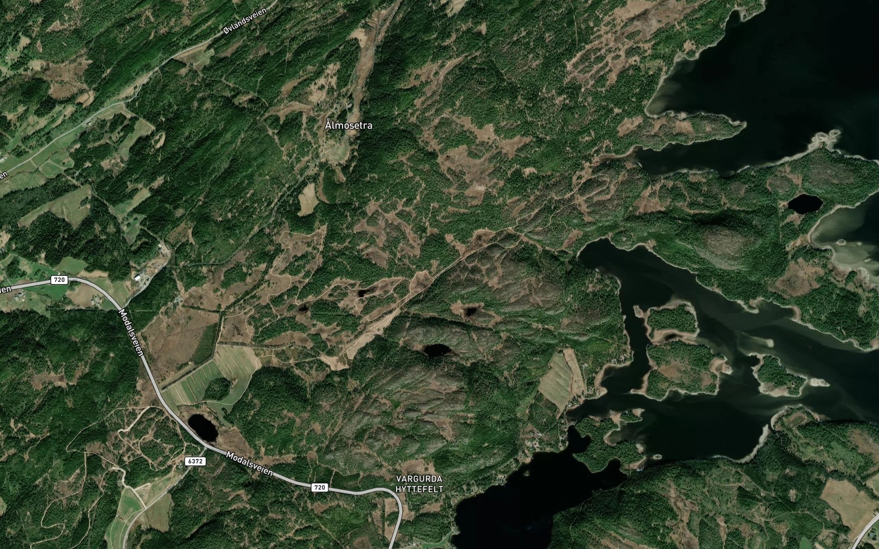 Satellite map of the Litlalmodalsbekken