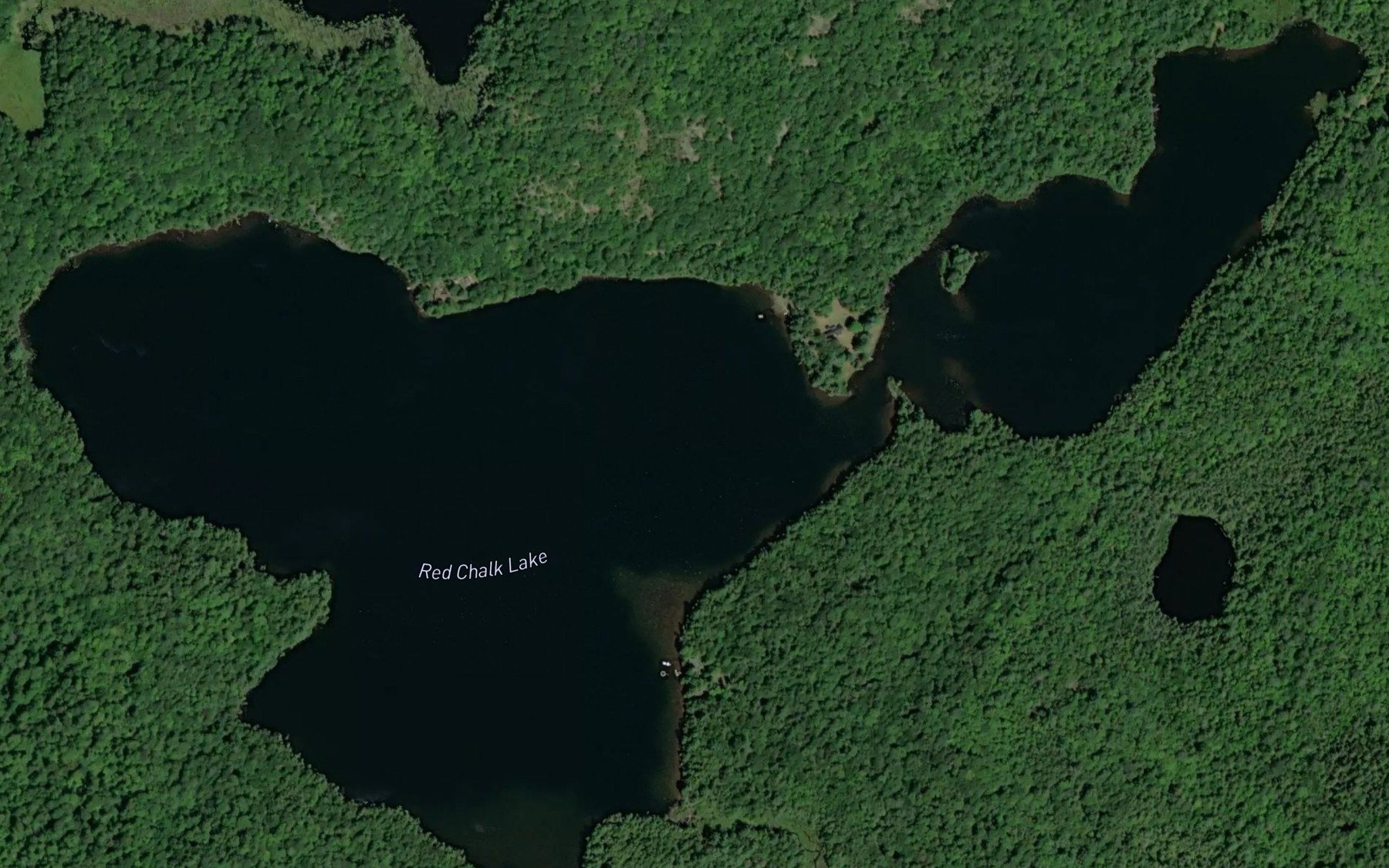 Satellite map of the Red Chalk Lake