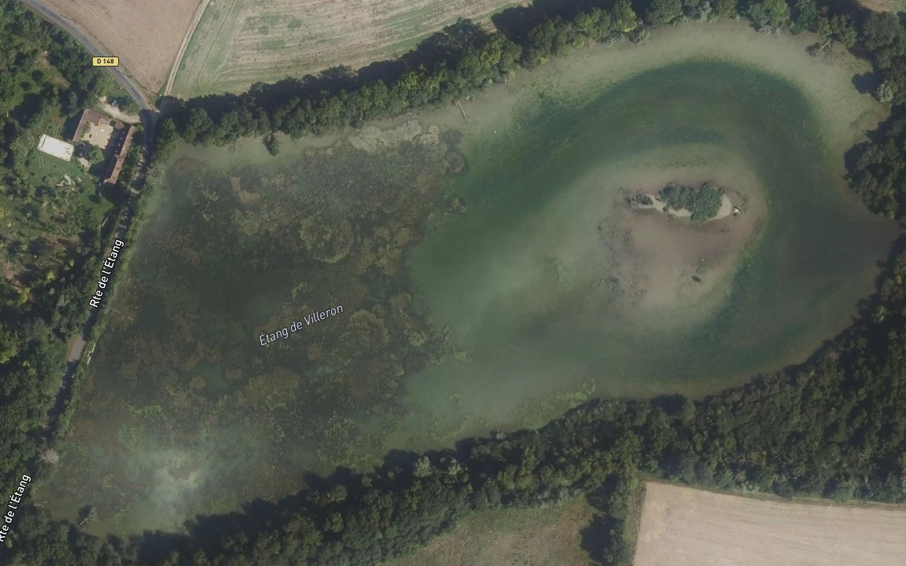 Satellite map of the Etang de Villeron