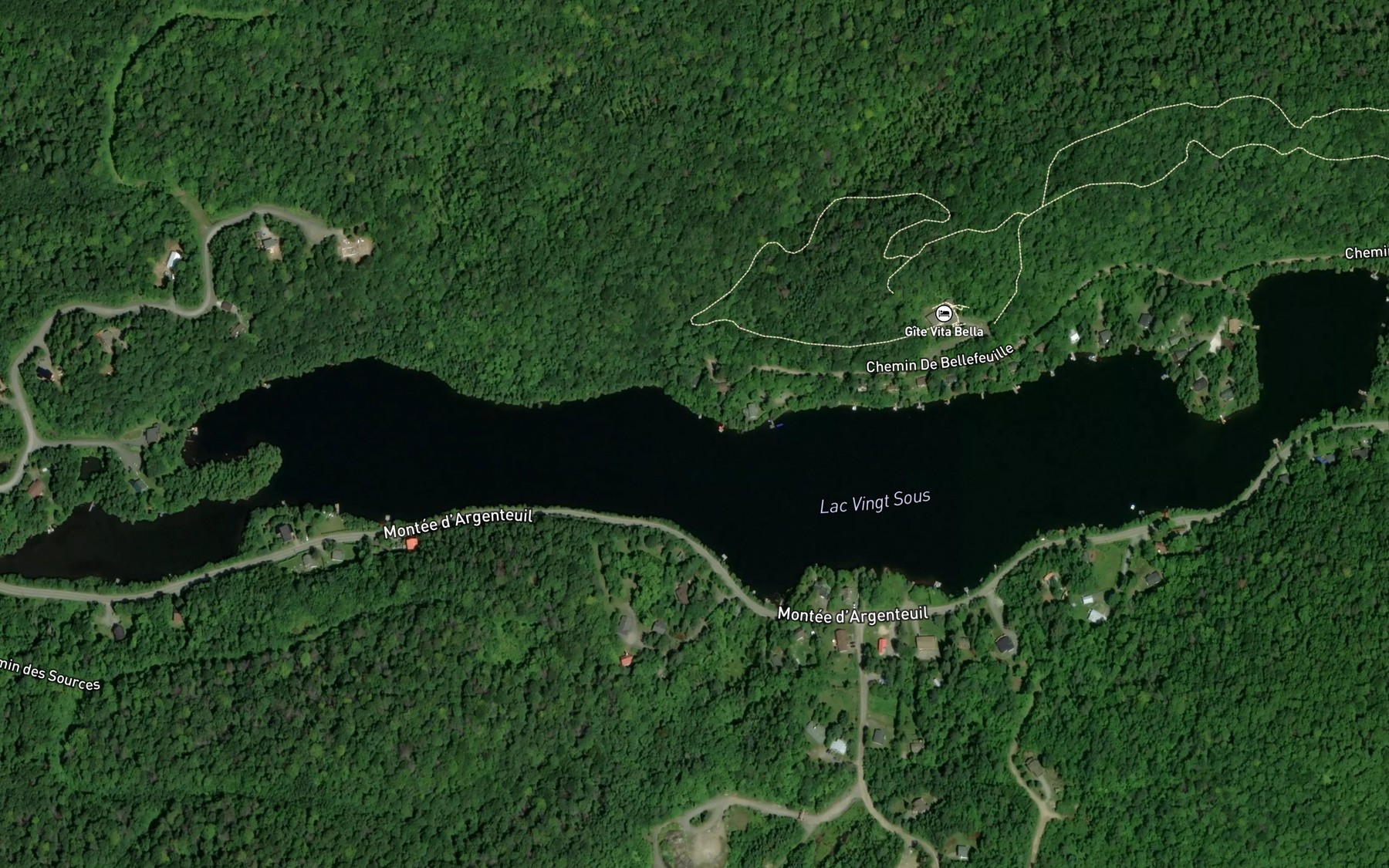 Satellite map of the Lac Vingt Sous