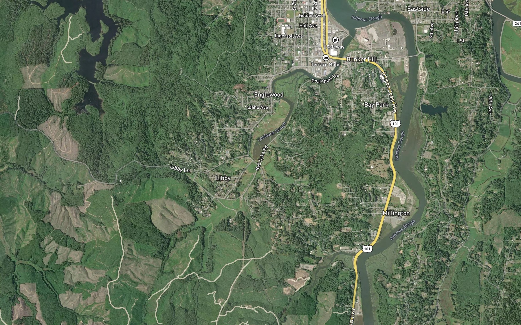 Satellite map of the Coalbank Creek