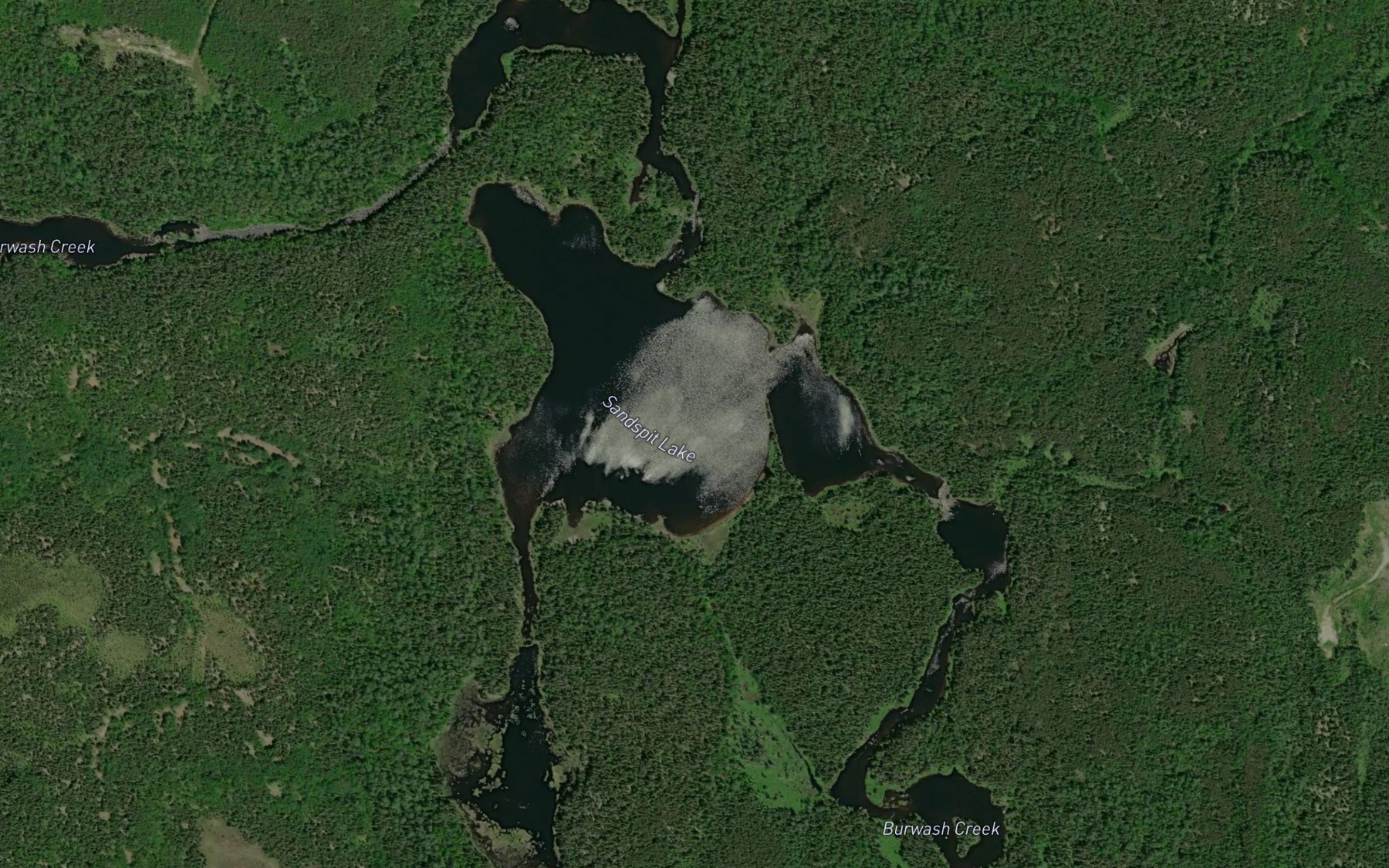 Satellite map of the Sandspit Lake