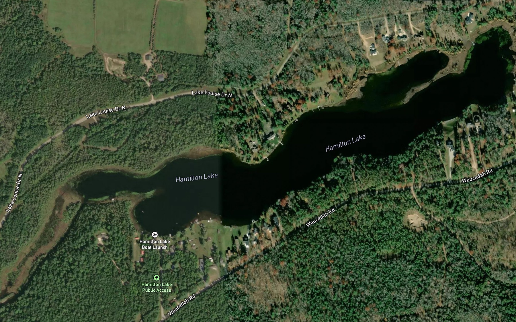 Satellite map of the Hamilton Lake