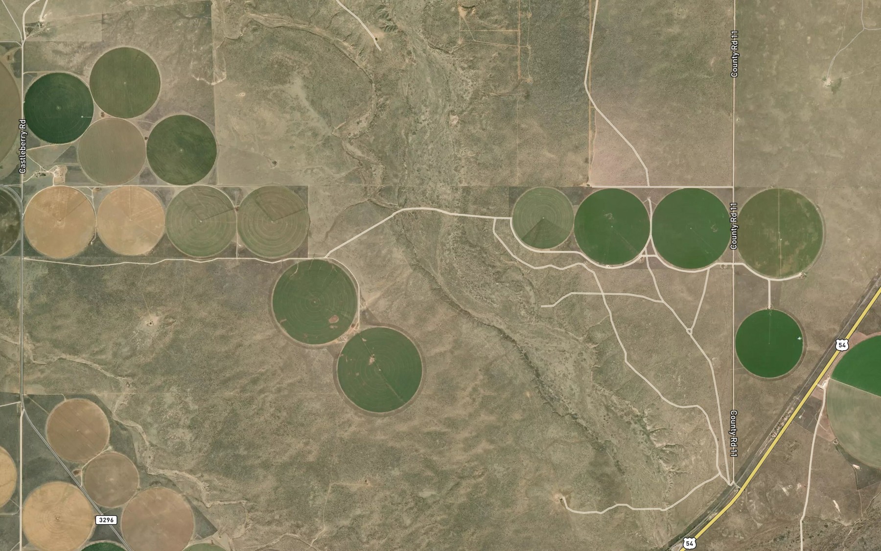Satellite map of the Monia Creek