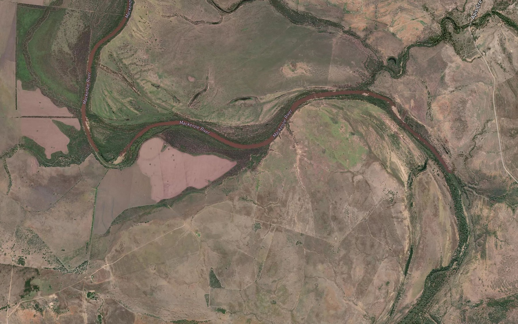 Satellite map of the Felldown Creek