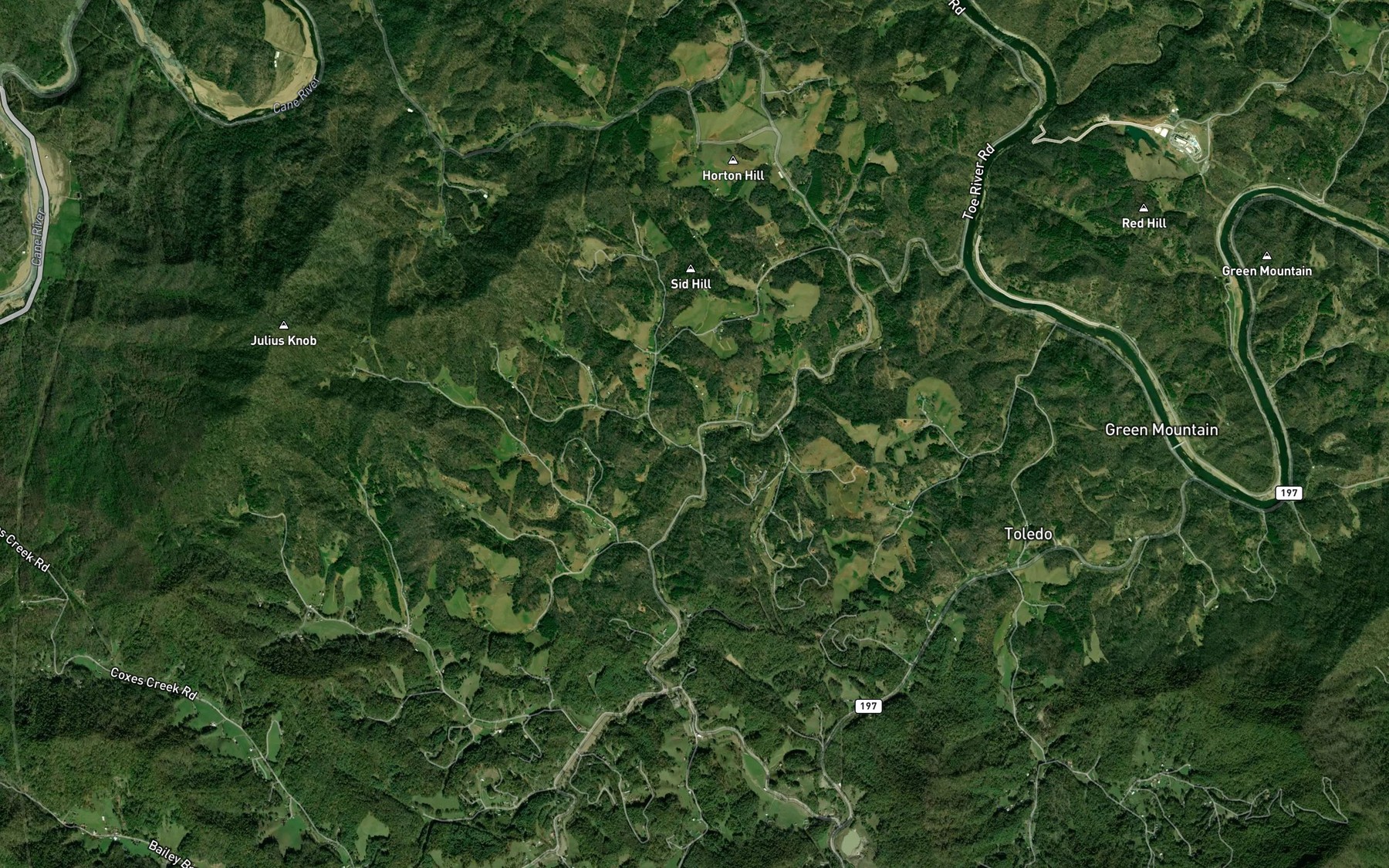 Satellite map of the Peterson Branch
