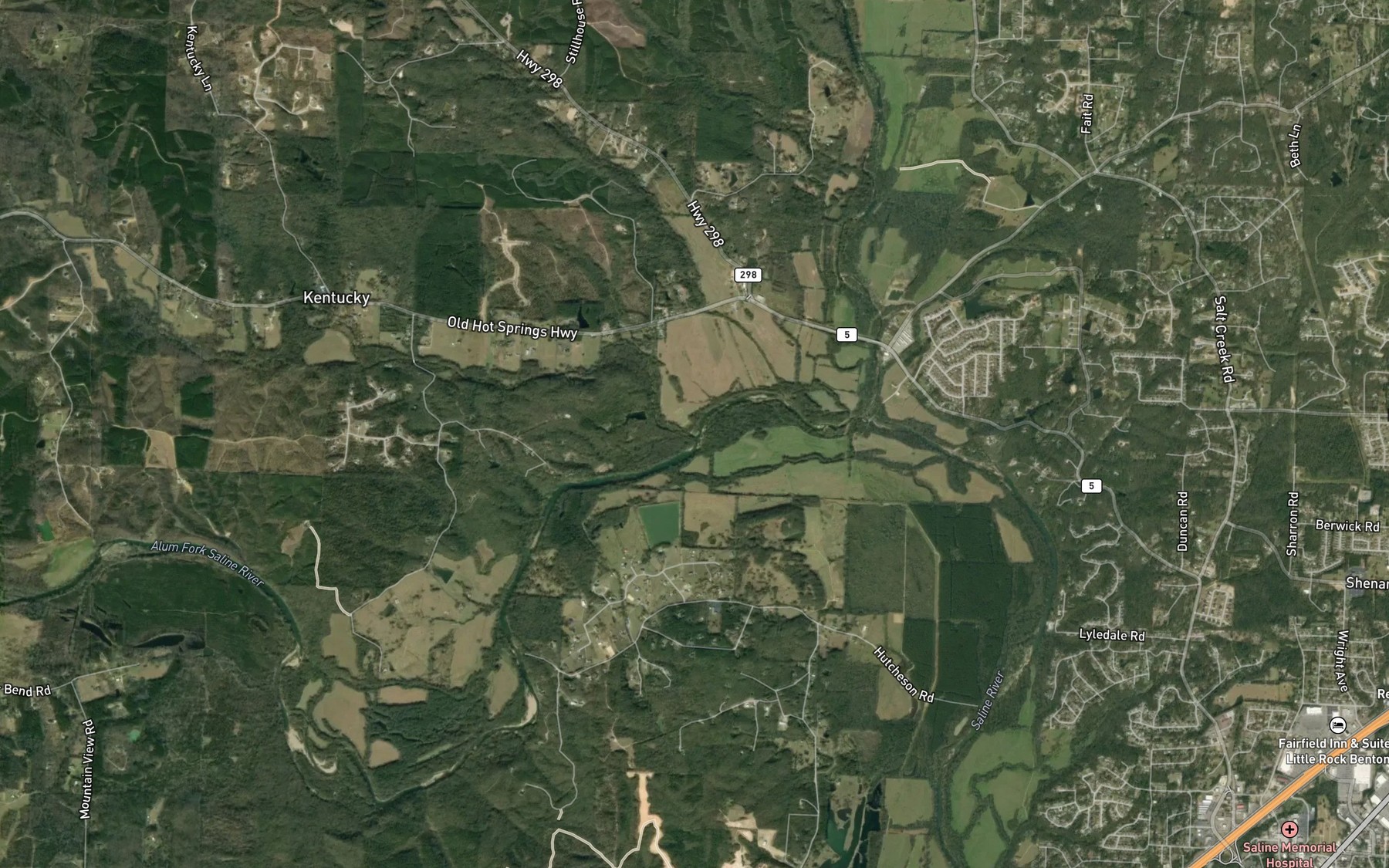 Satellite map of the Williams Creek
