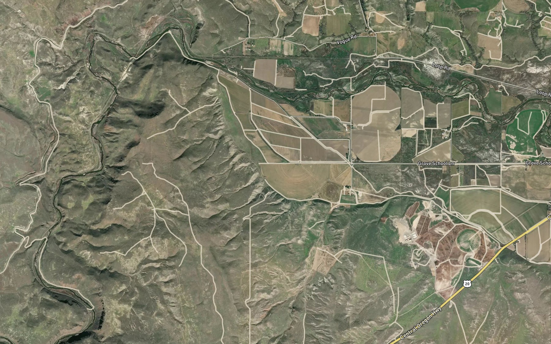 Satellite map of the Vines Ditch