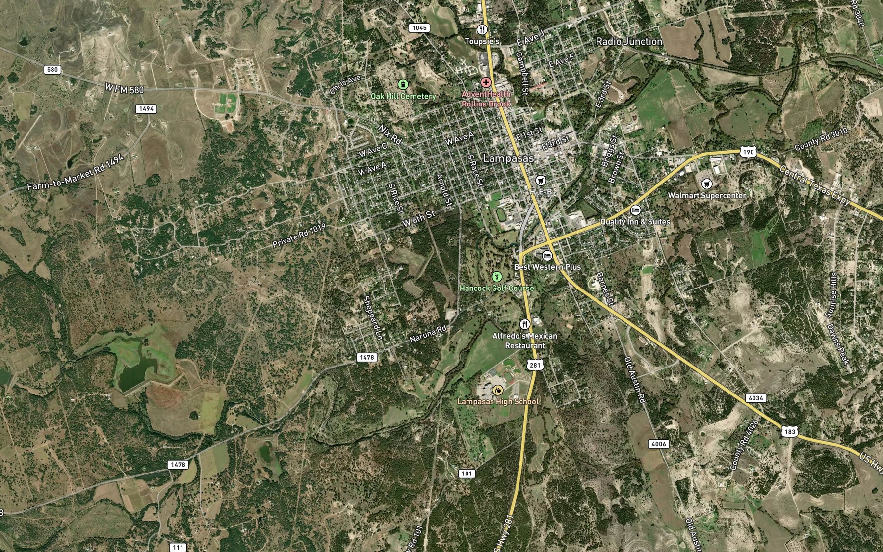 Satellite map of the Soil Conservation Service Site 7 Reservoir
