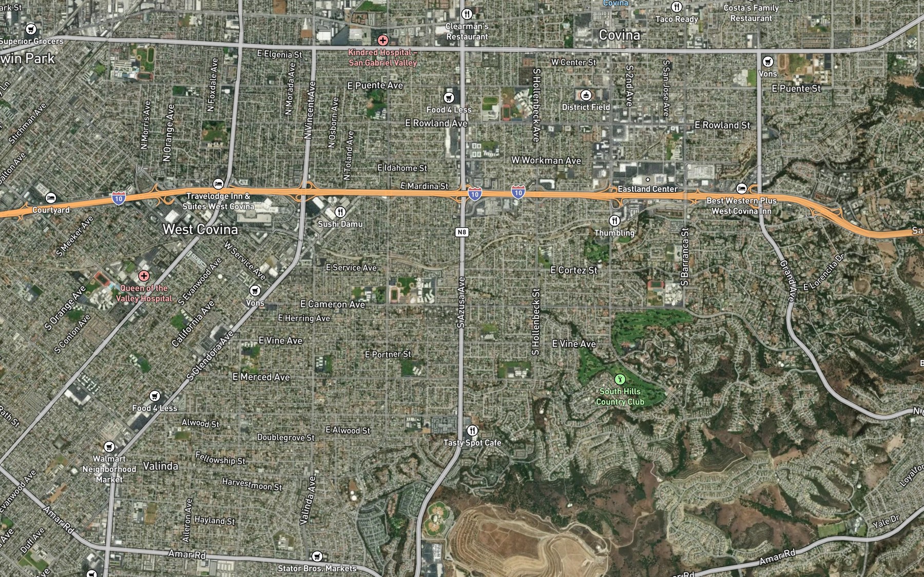 Satellite map of the Vine Creek