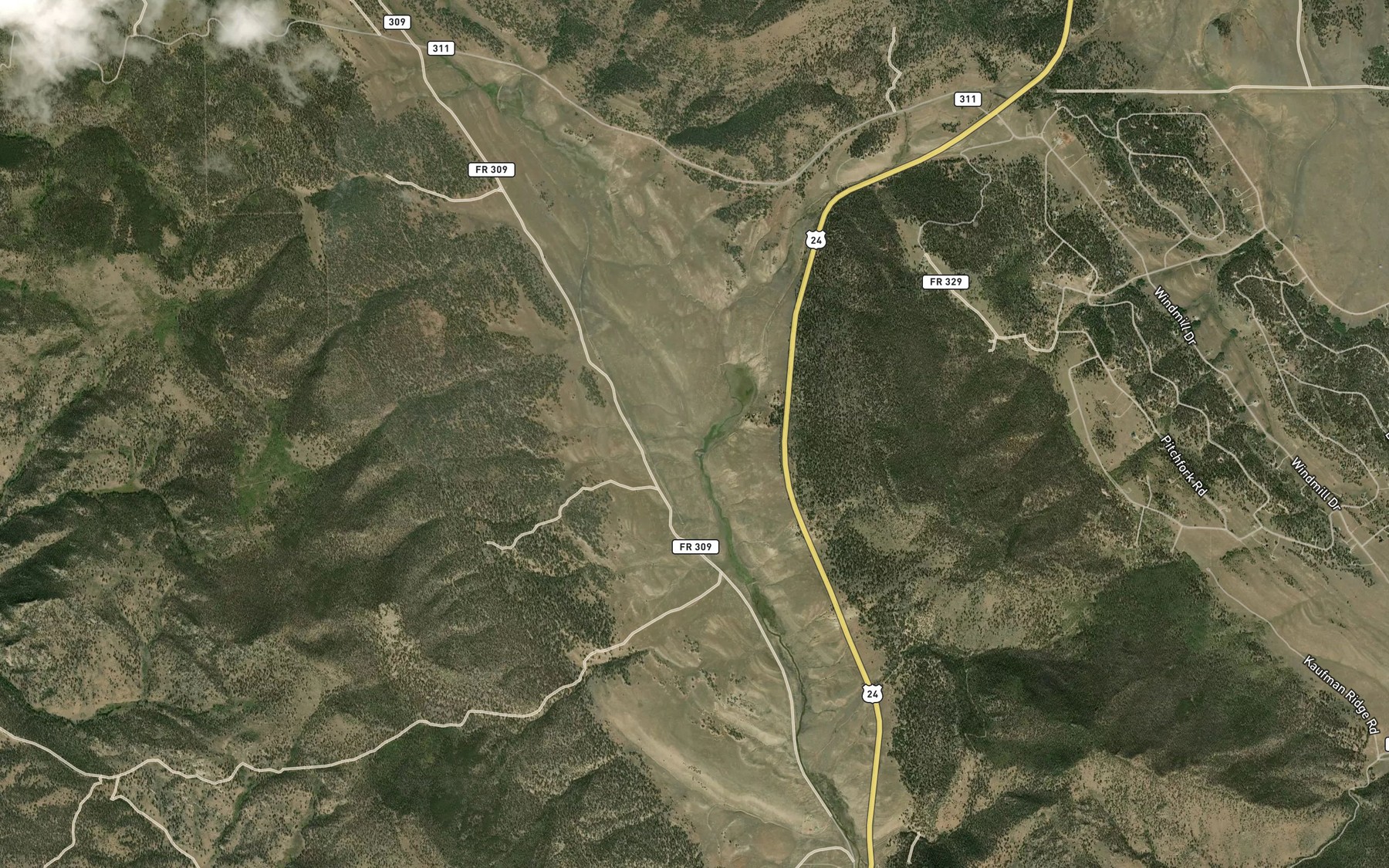 Satellite map of the Chubb Creek