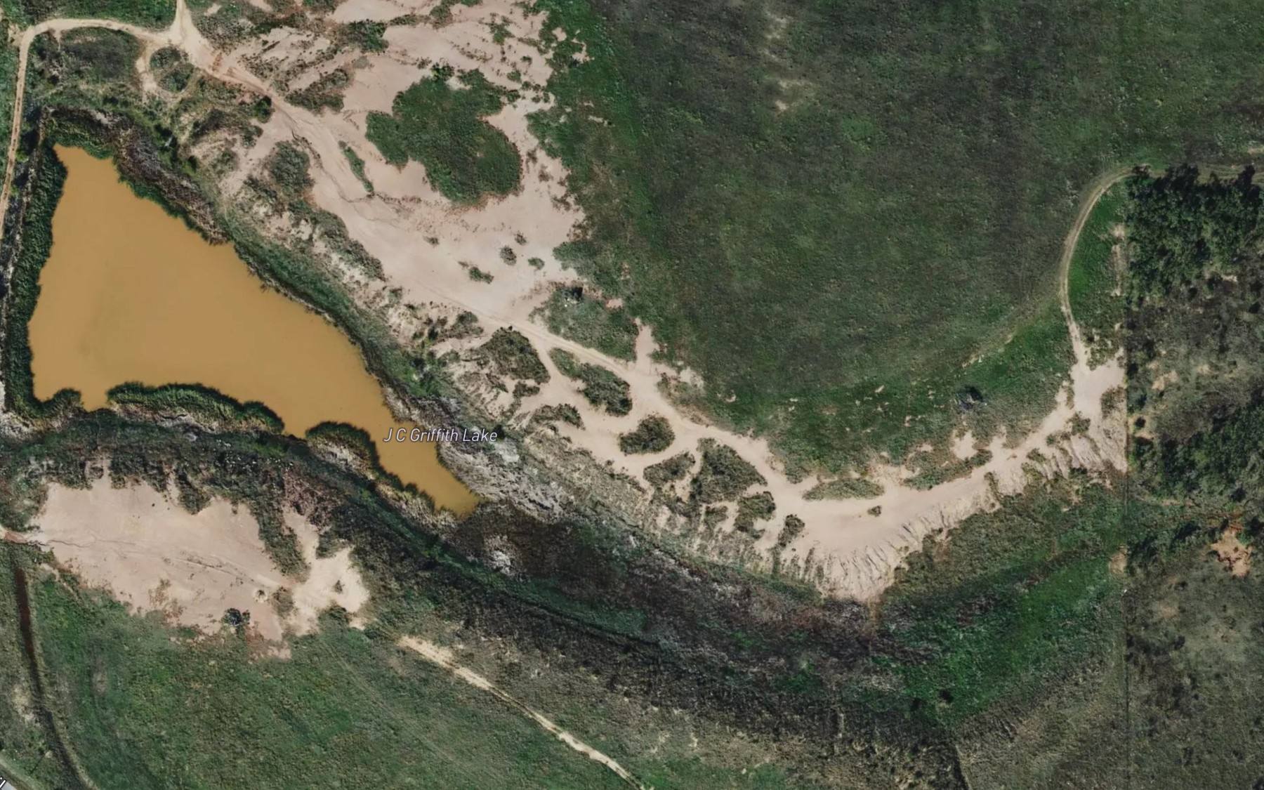 Satellite map of the J C Griffith Lake