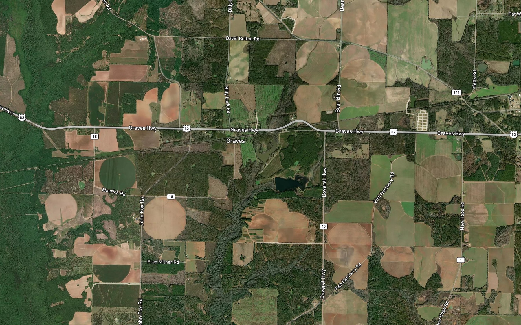 Satellite map of the Stephans Pond