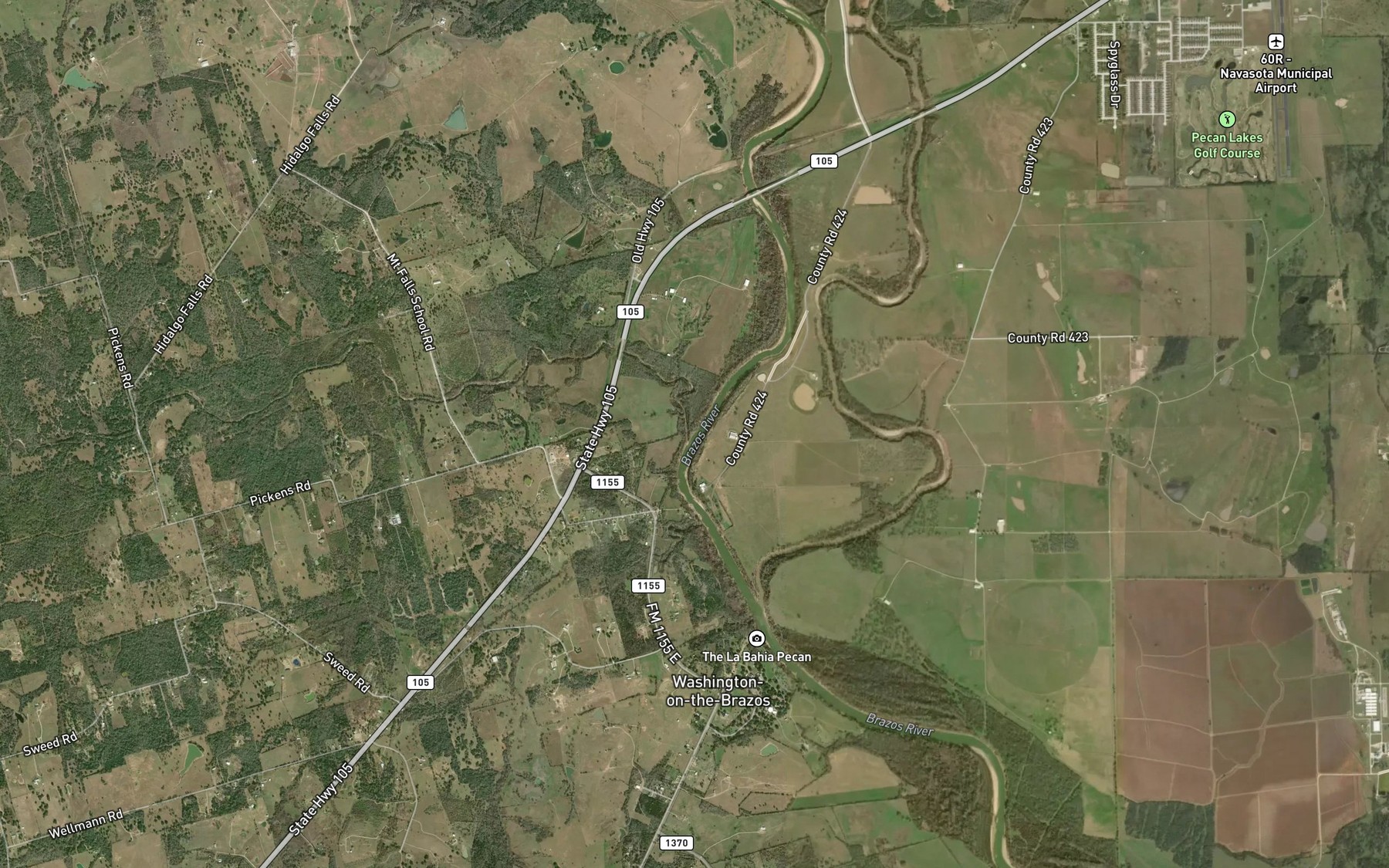 Satellite map of the Coles Creek