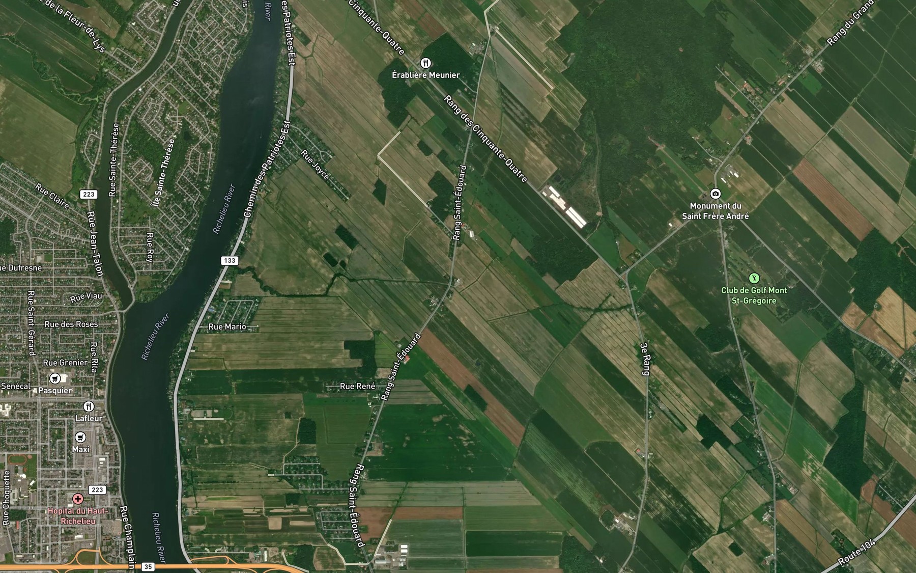 Satellite map of the Ruisseau Brais-Davignon