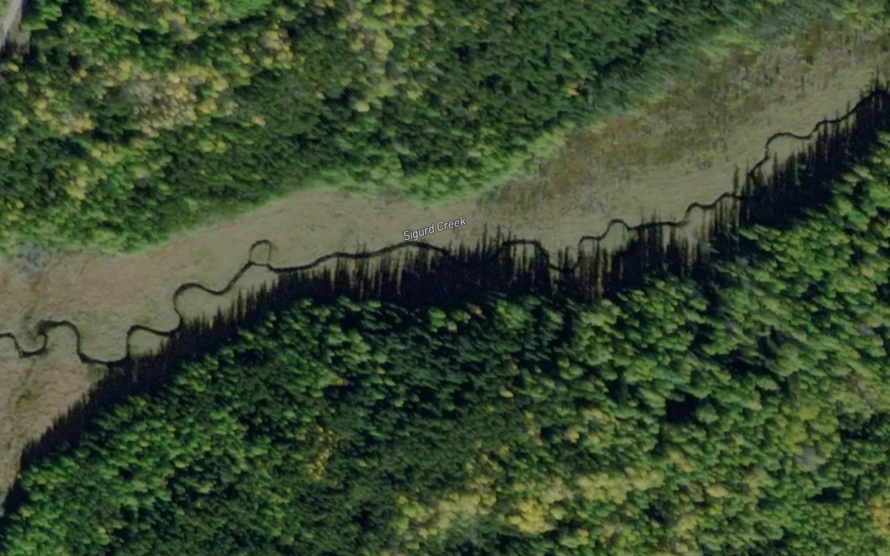Satellite map of the Waf Creek