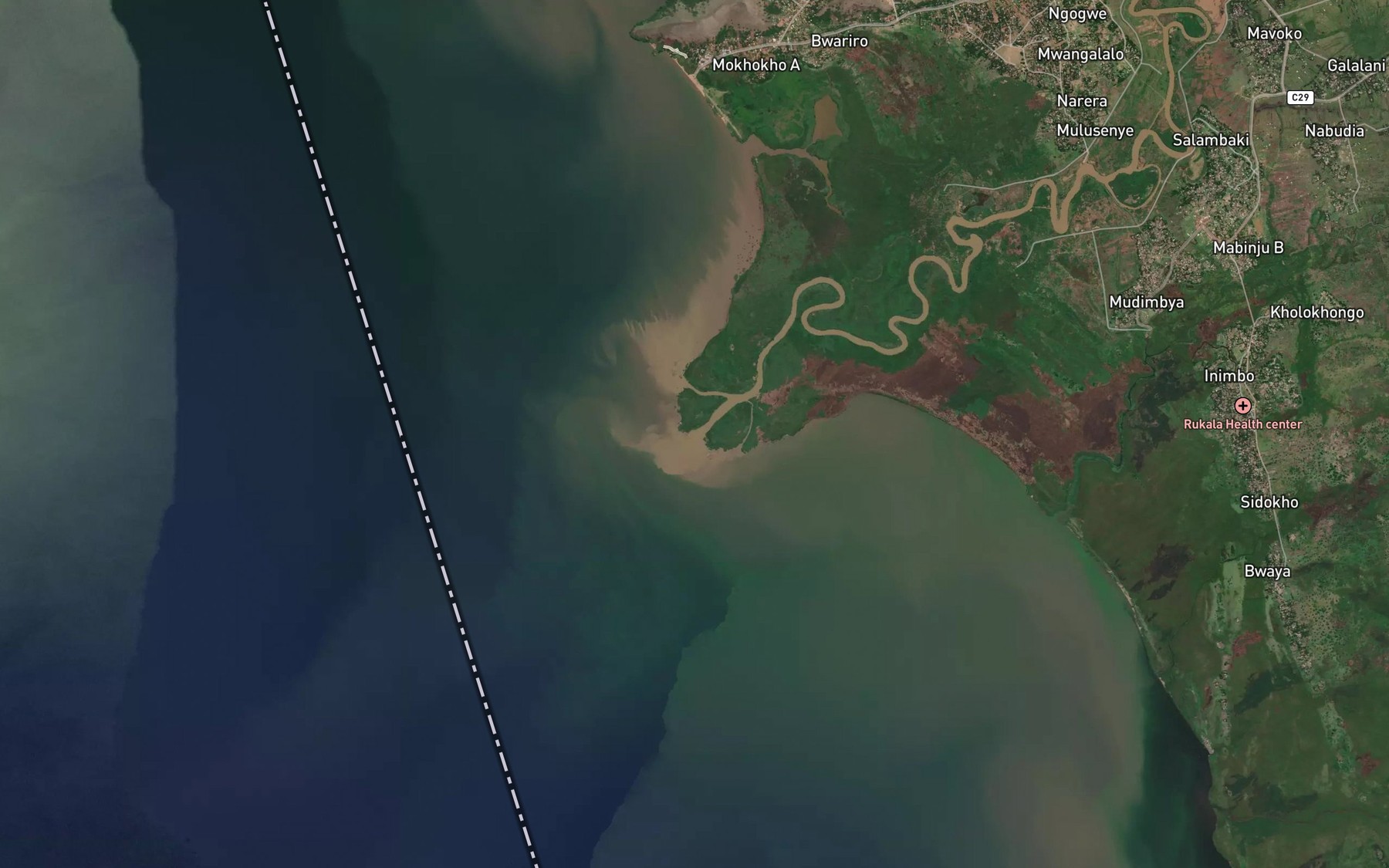 Satellite map of the Nzoia