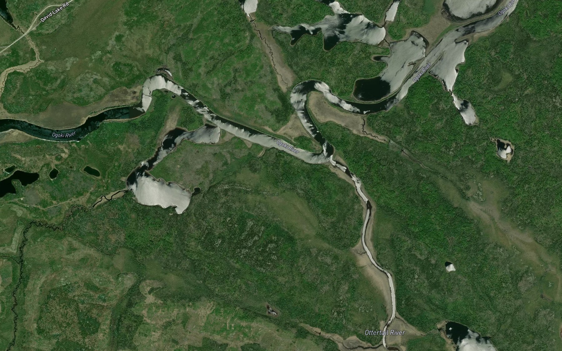 Satellite map of the Ottertail River