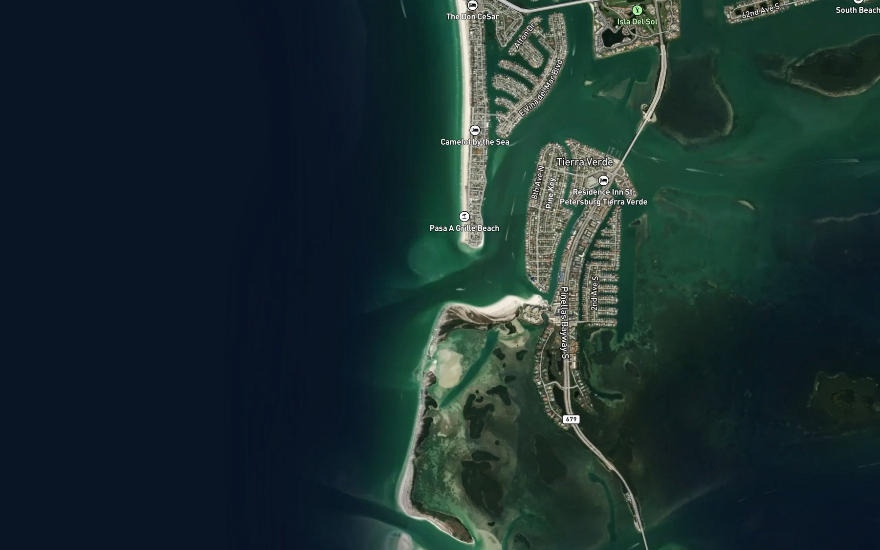 Satellite map of the Pass-a-Grille North Channel