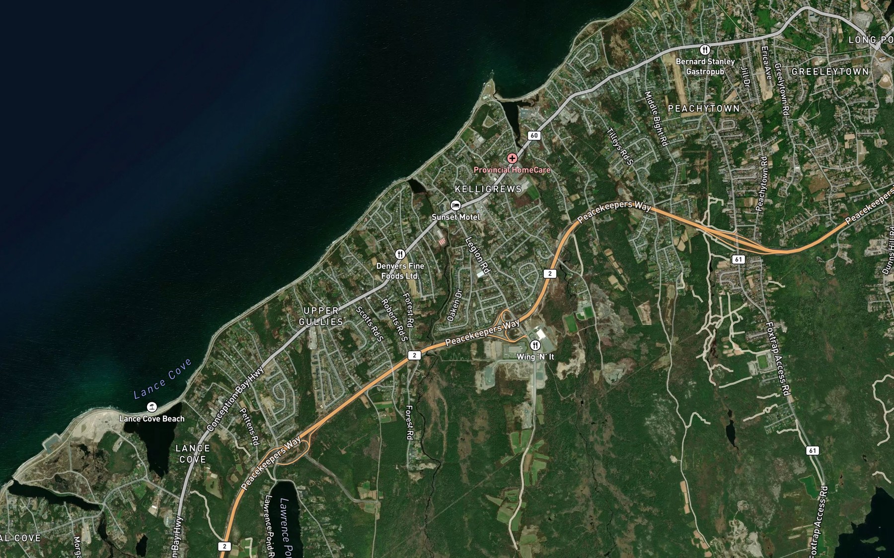Satellite map of the Lower Gullies River