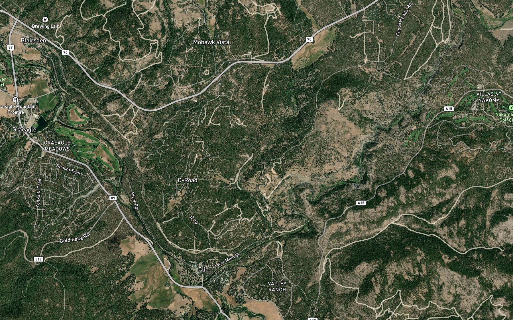 Satellite map of the Betterton Creek