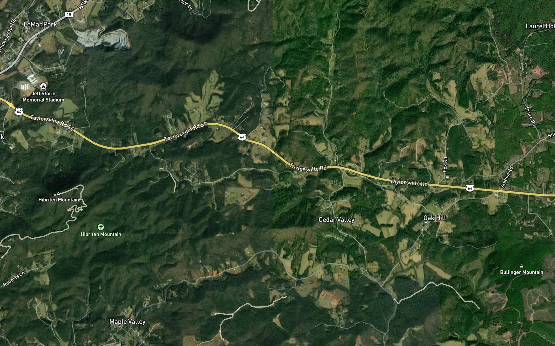 Satellite map of the Millers Creek