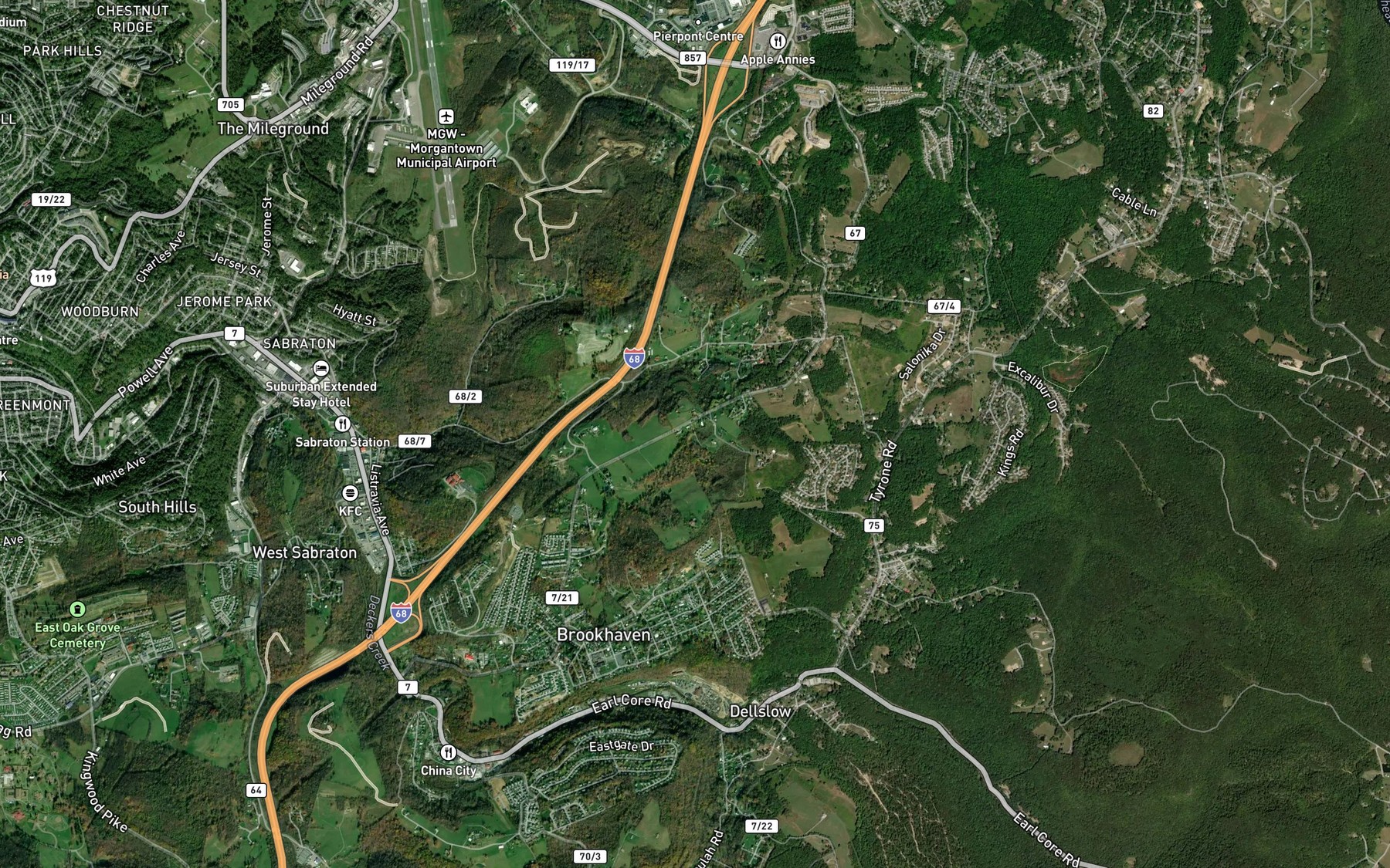 Satellite map of the Highland Dairy Farm Spring