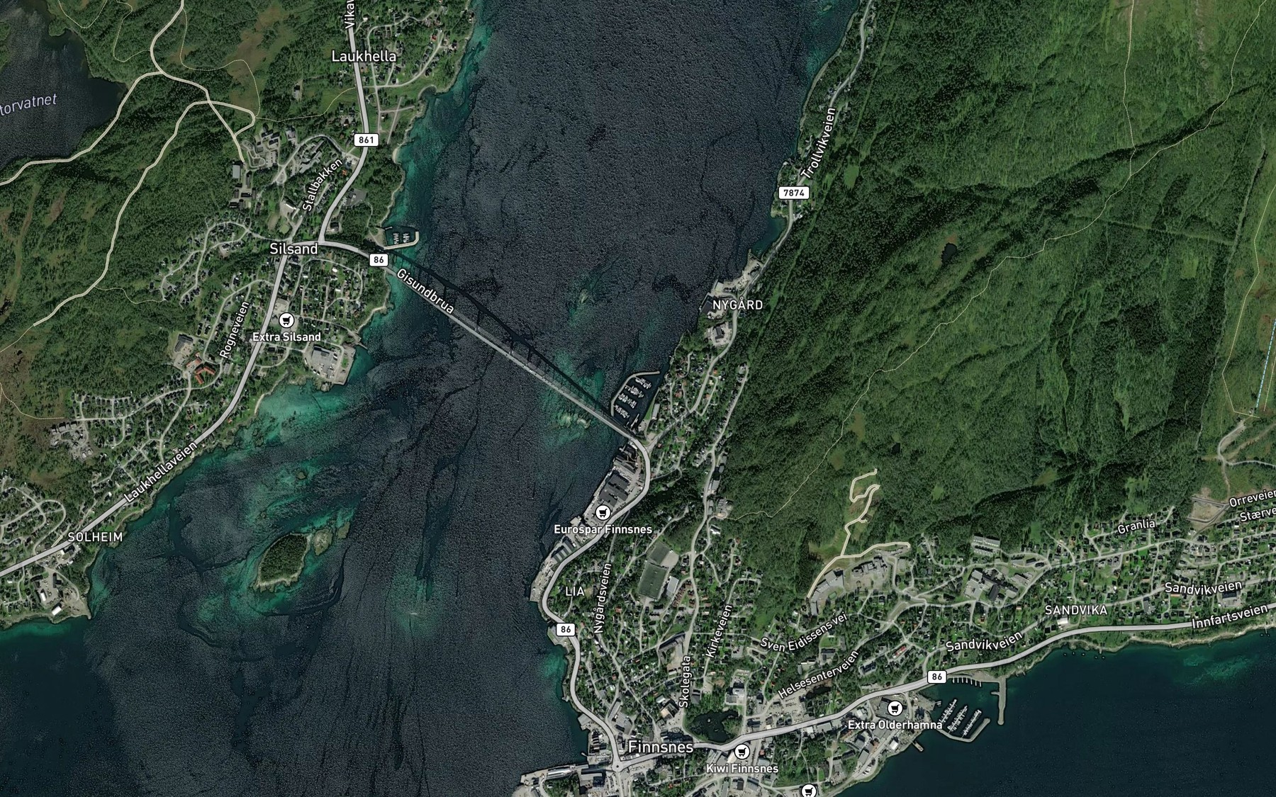 Satellite map of the Reingjerdbukta
