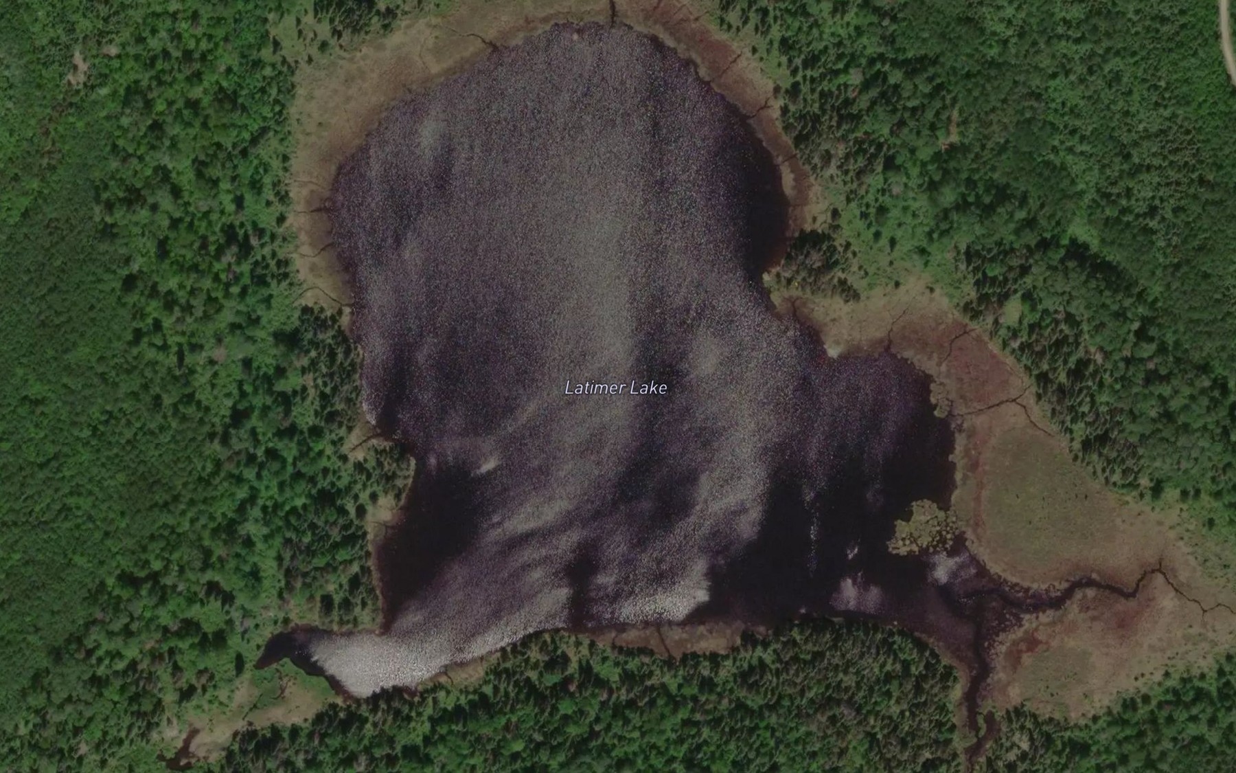 Satellite map of the Latimer Lake