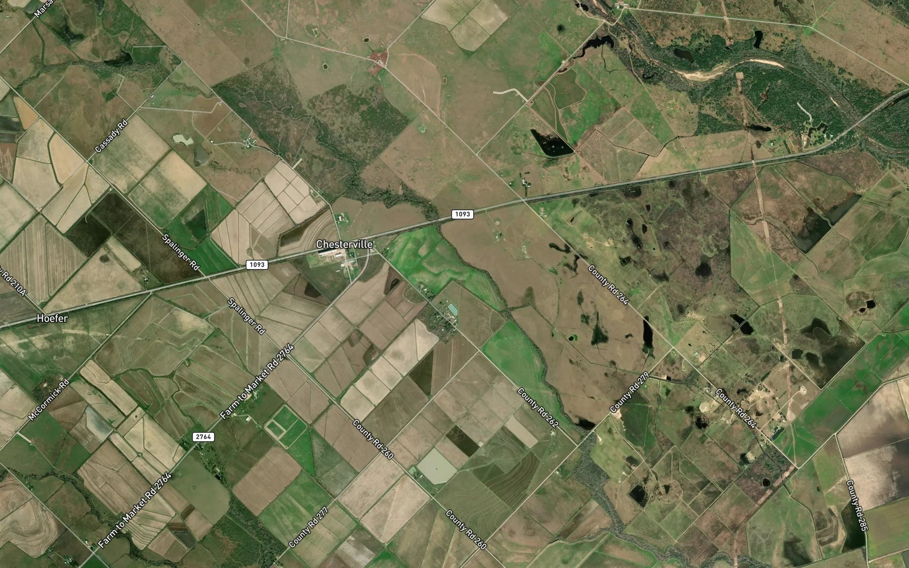 Satellite map of the Chesterville Line Canal