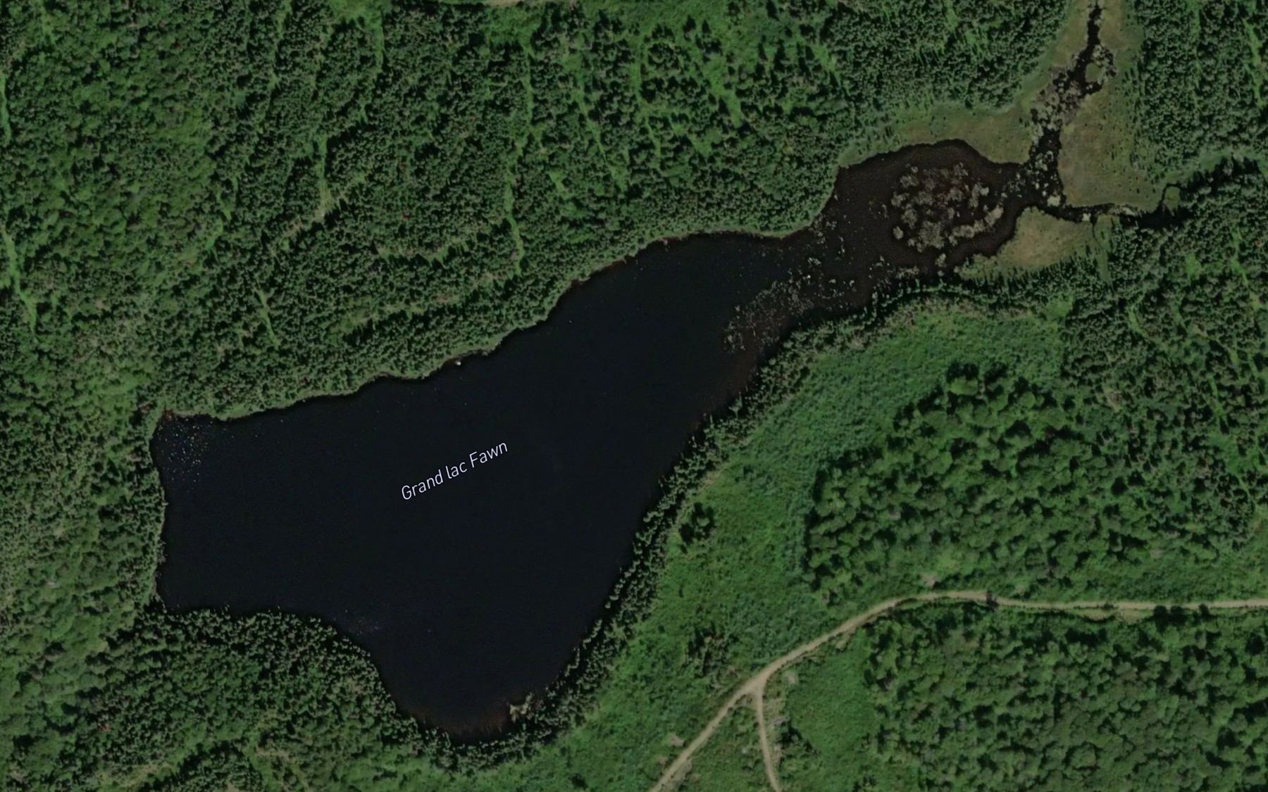 Satellite map of the Grand lac Fawn