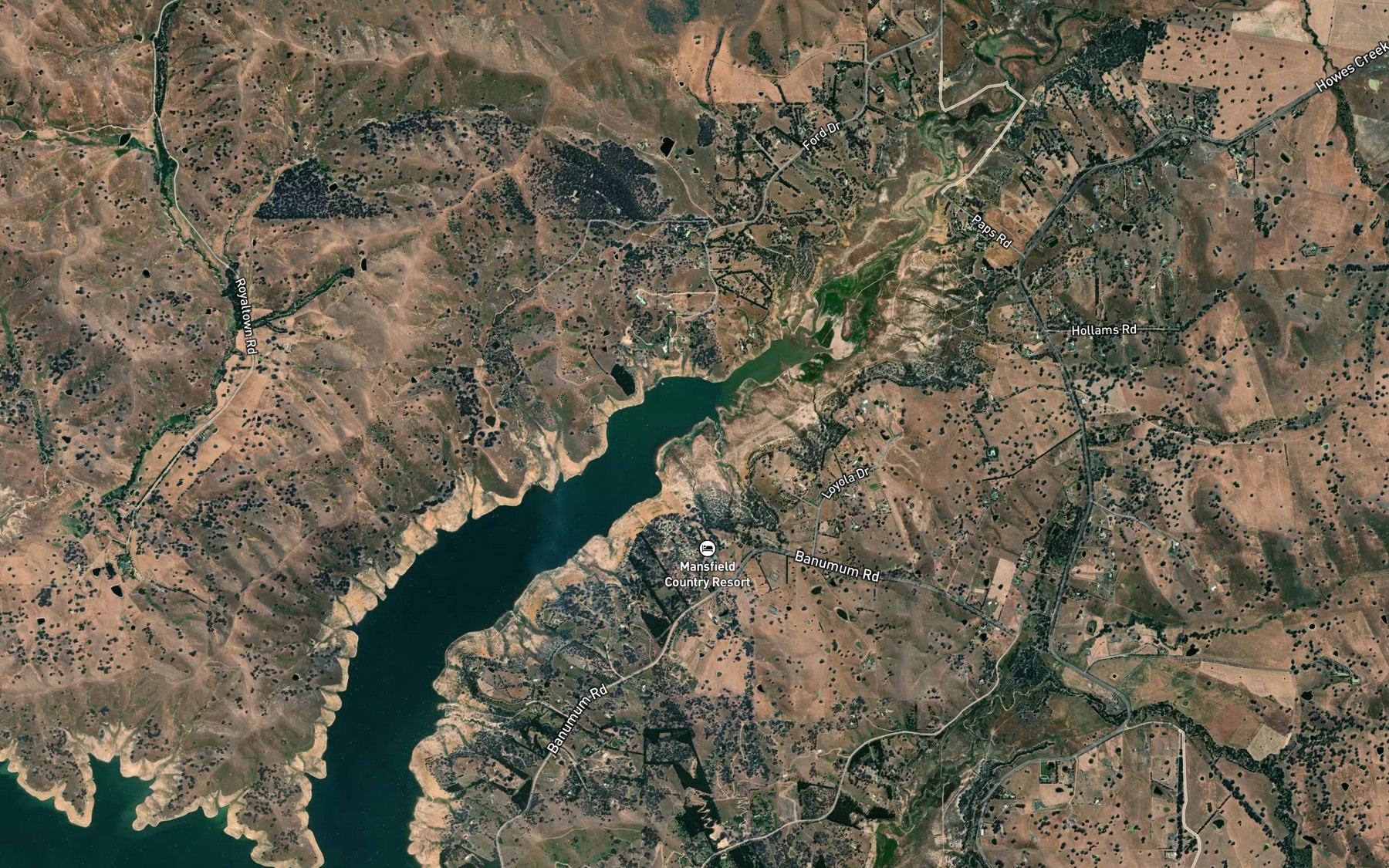 Satellite map of the Fords Creek