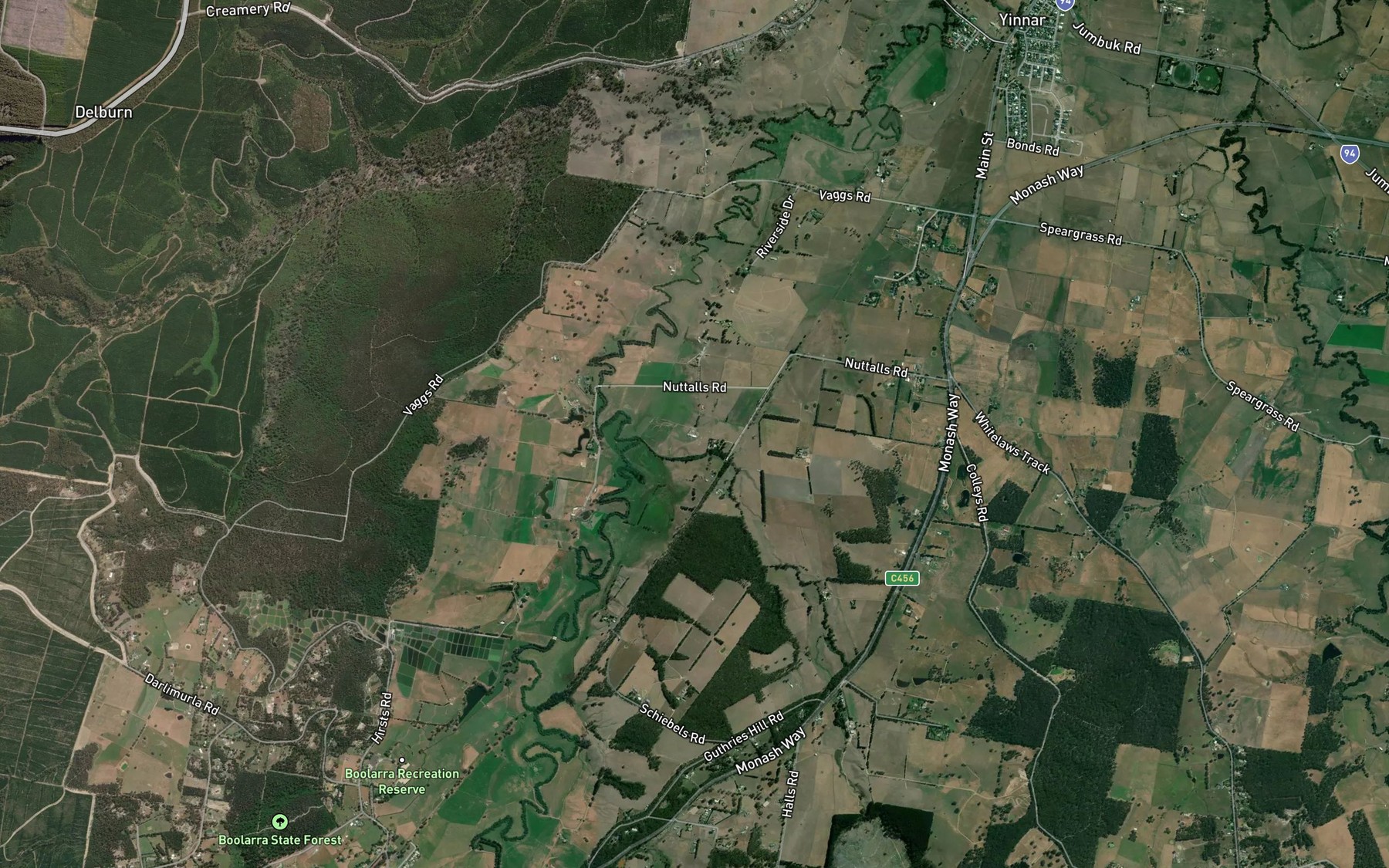 Satellite map of the Belbrook Creek