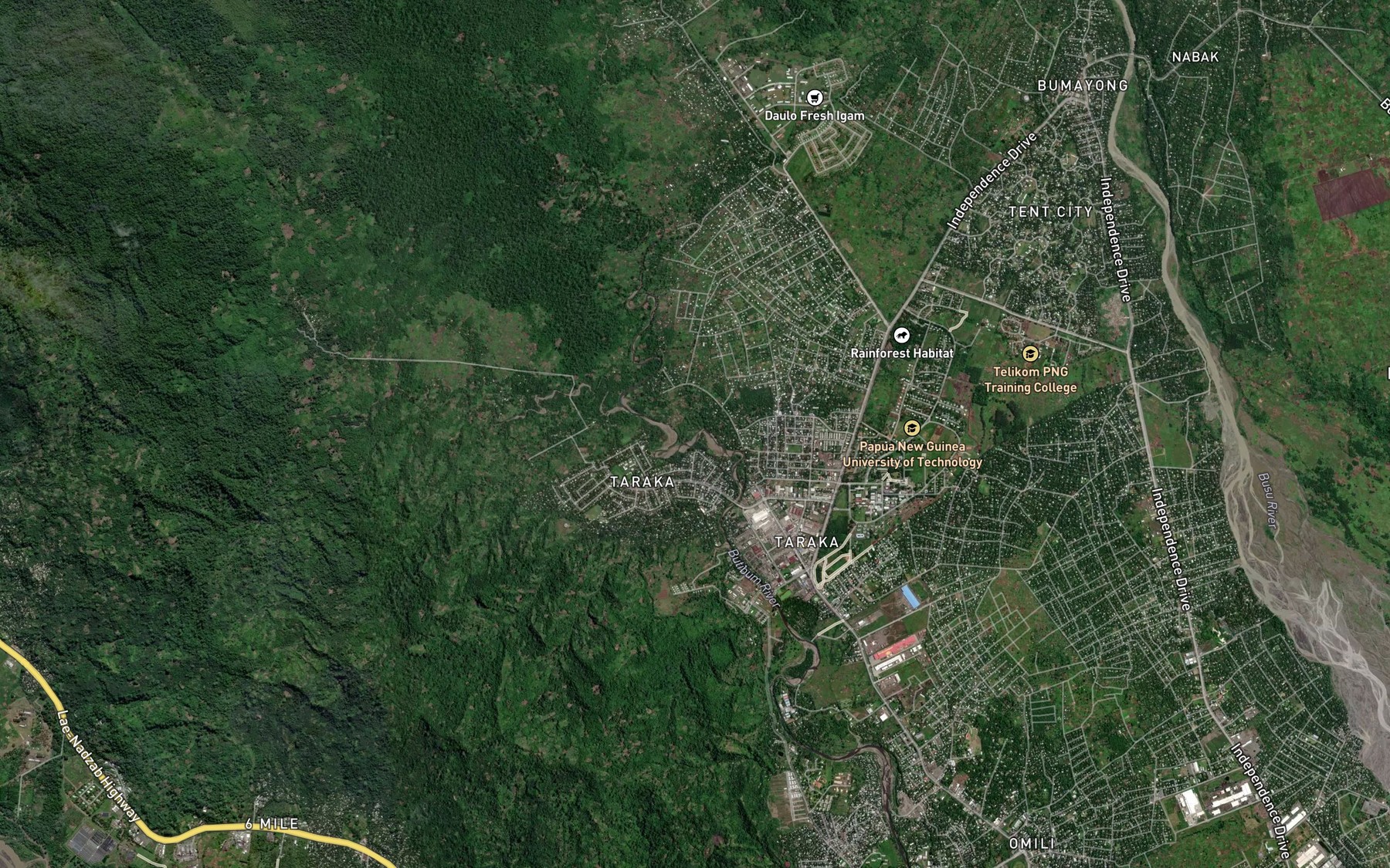 Satellite map of the Bumbu River