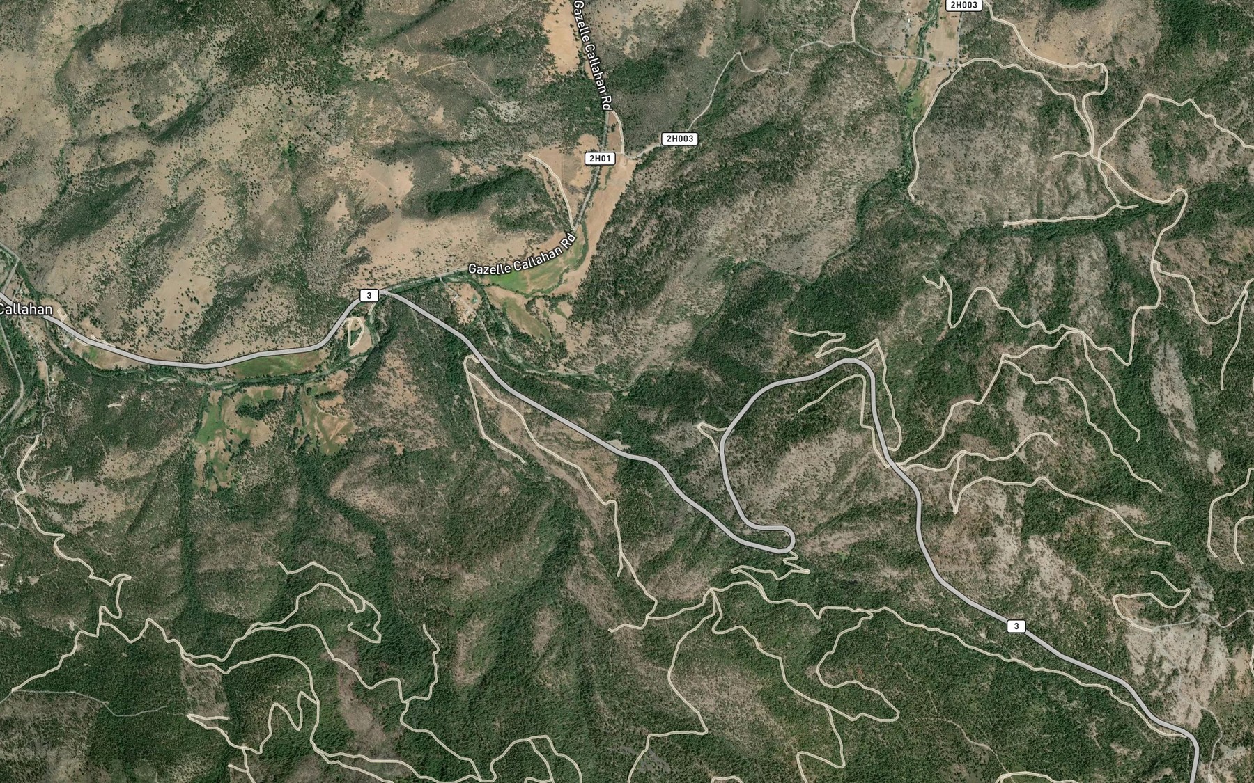 Satellite map of the Mule Creek