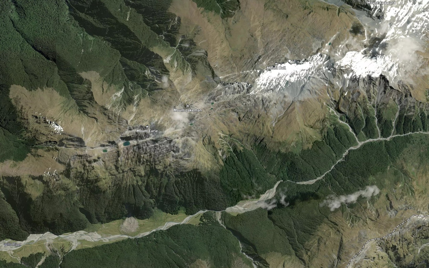 Satellite map of the Dukes Creek