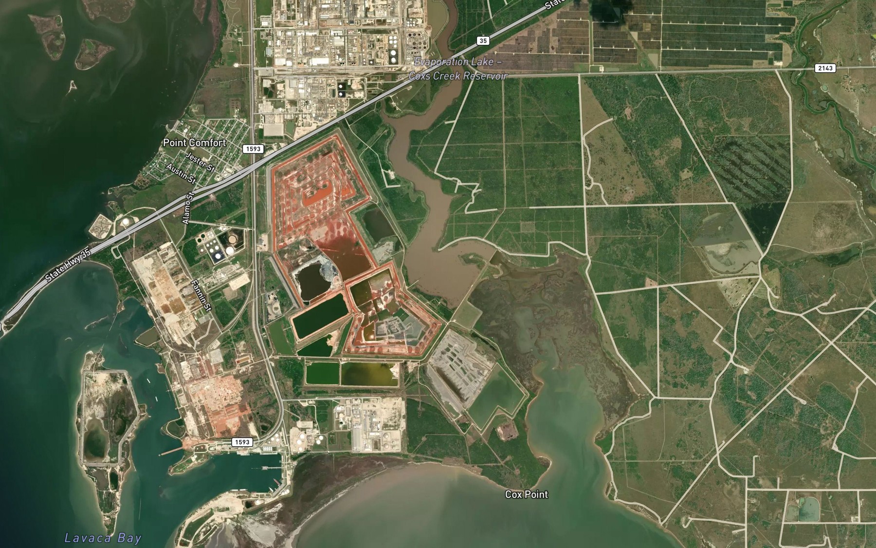 Satellite map of the Evaporation Lake