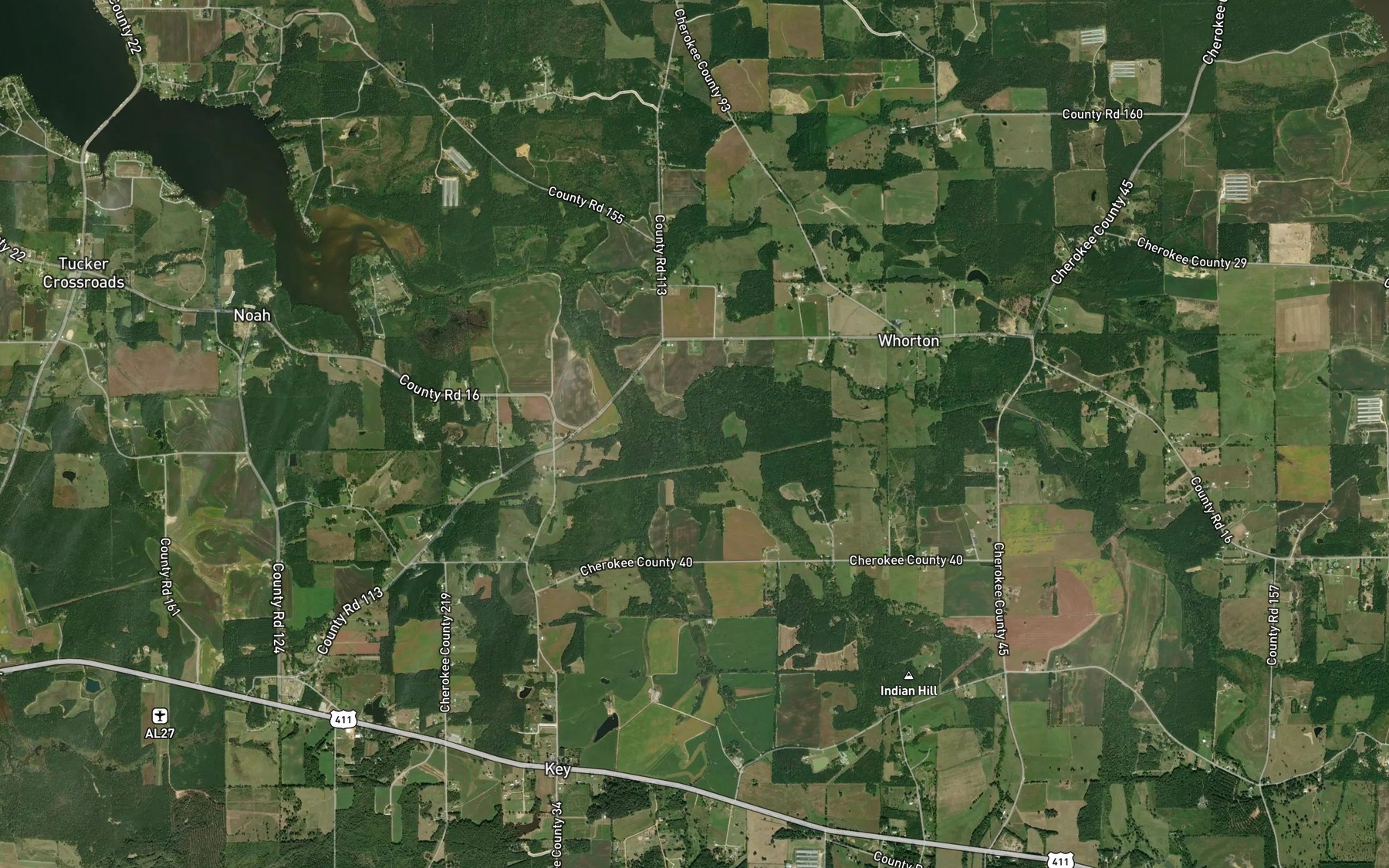 Satellite map of the Dry Branch