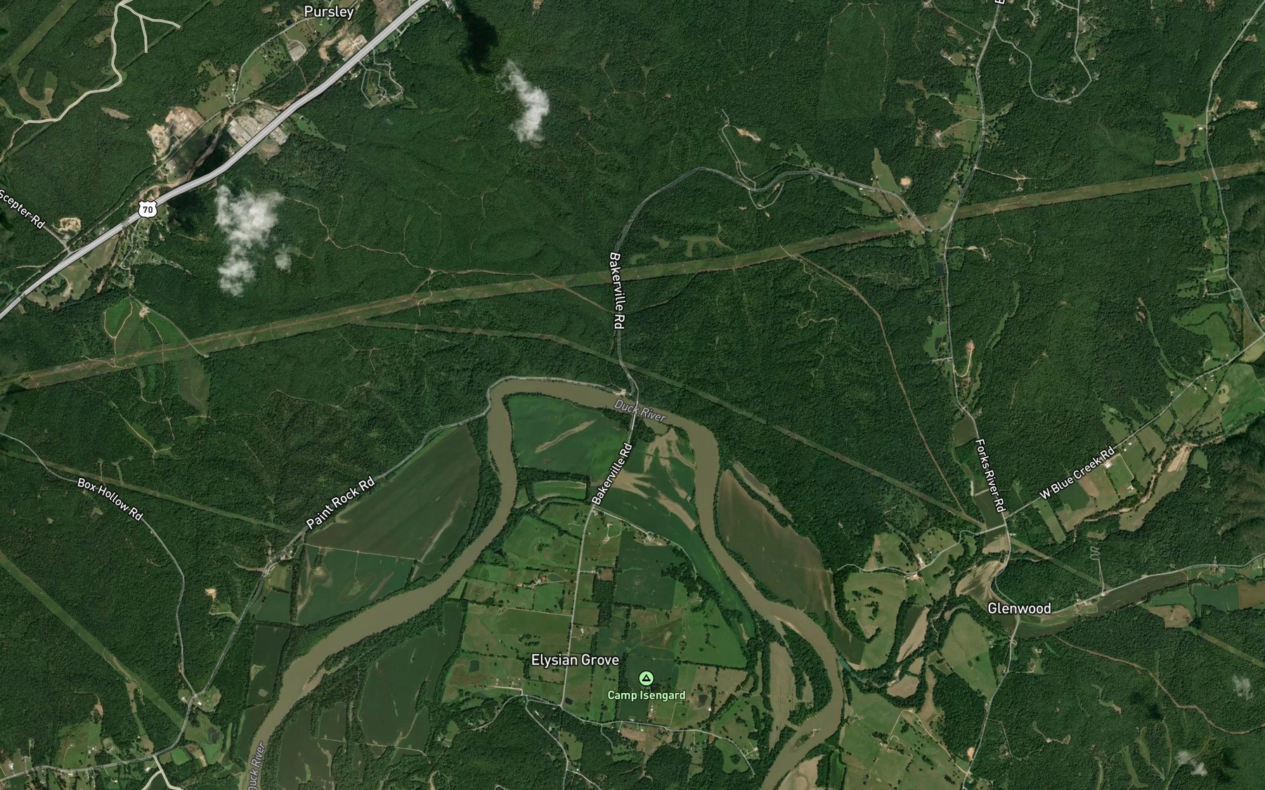 Satellite map of the Cold Branch